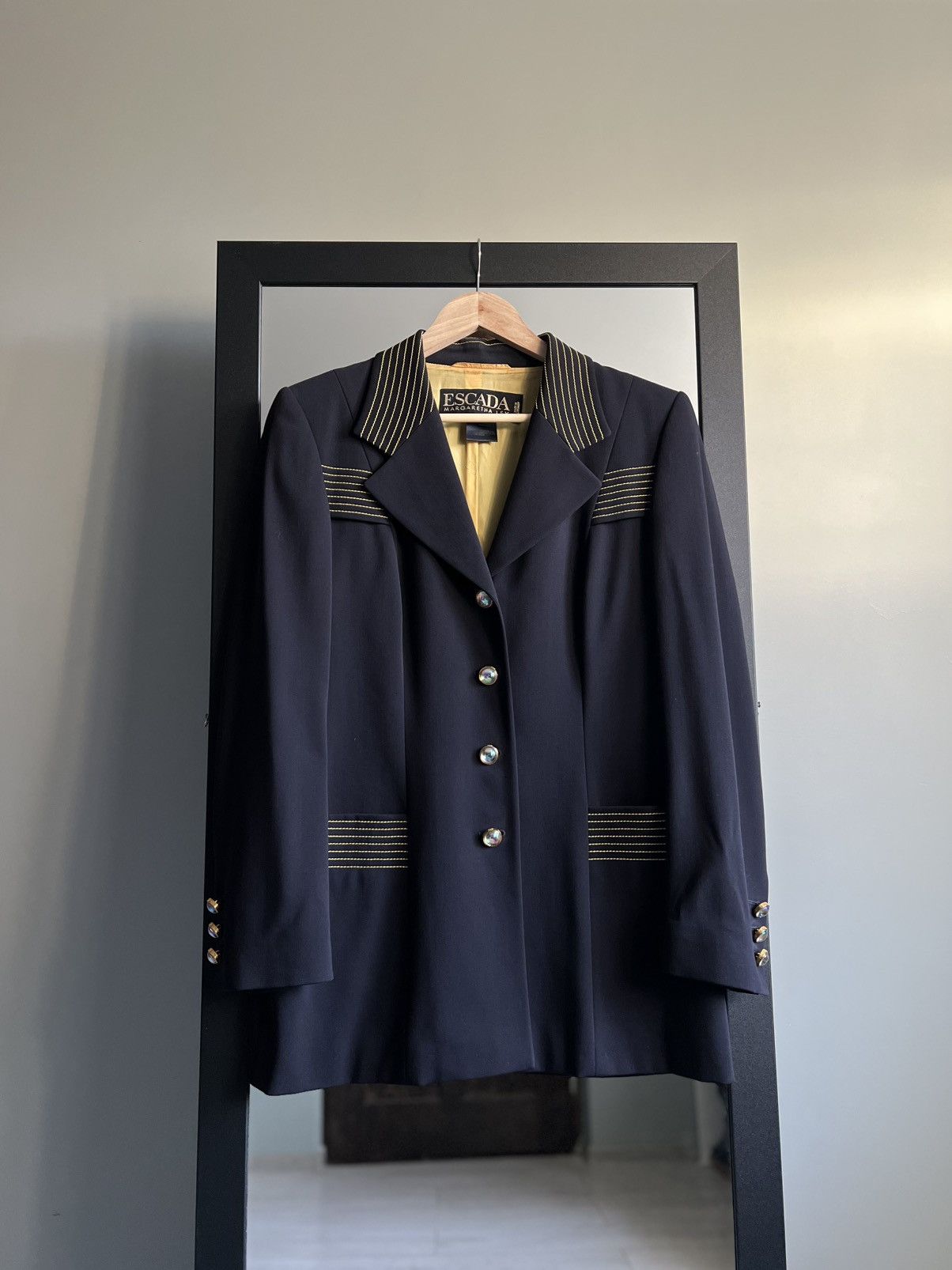 Escada Vintage Escada Margaretga Ley Navy/Gold Virgin Wool Blazer Size M / US 6-8 / IT 42-44 - 1 Thumbnail