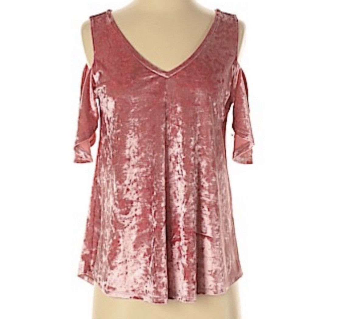 Other PINK BAROQUE VELVET ROSE COLD SHOULDER TOP Size S / US 4 / IT 40 - 7 Thumbnail