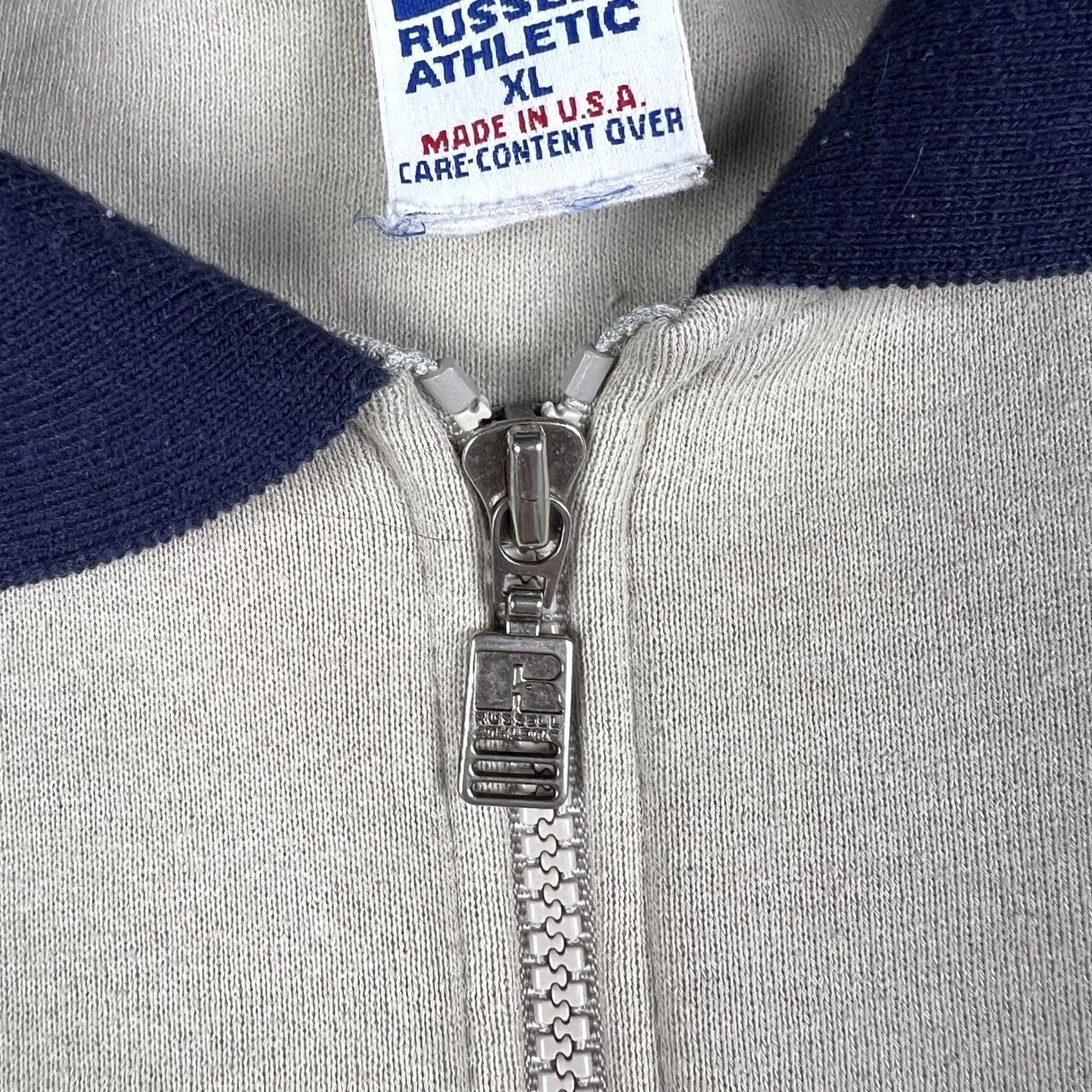 Russell Athletic VINTAGE Russell Athletic Sweatshirt Beige Quarter Zip Pullover XL Men 90s Logo Zipper Pullover Decade Odds & Ends Size US XL / EU 56 / 4 - 7 Thumbnail