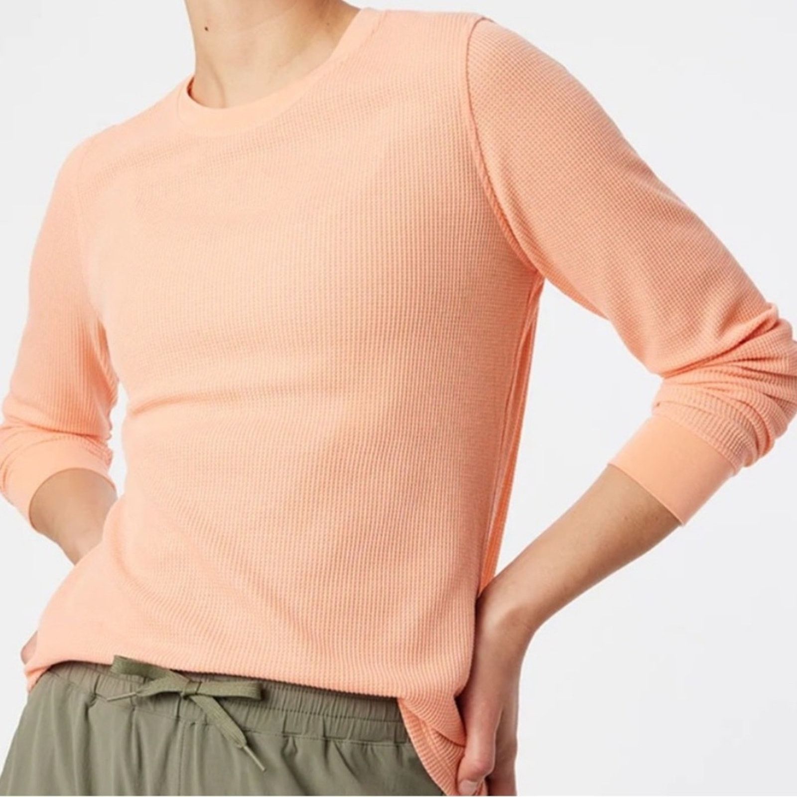 Outdoor Voices Outdoor Voices FastTrack Waffle Longsleeve - Melon Size S Size S / US 4 / IT 40 - 1 Thumbnail