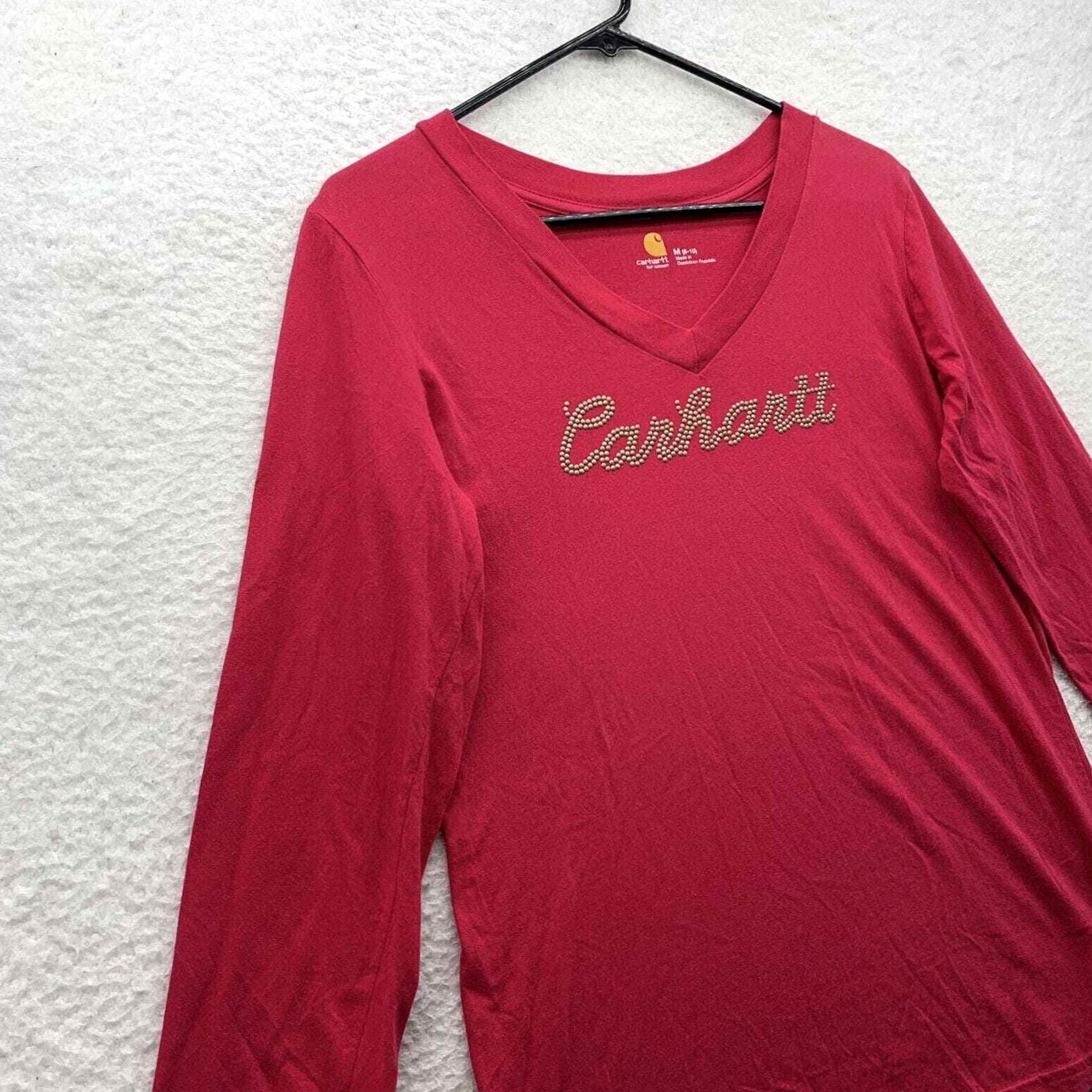 Carhartt Carhartt T-Shirt Womens Medium M Red Pink Studded Logo Outdoor Casual Size M / US 6-8 / IT 42-44 - 2 Thumbnail
