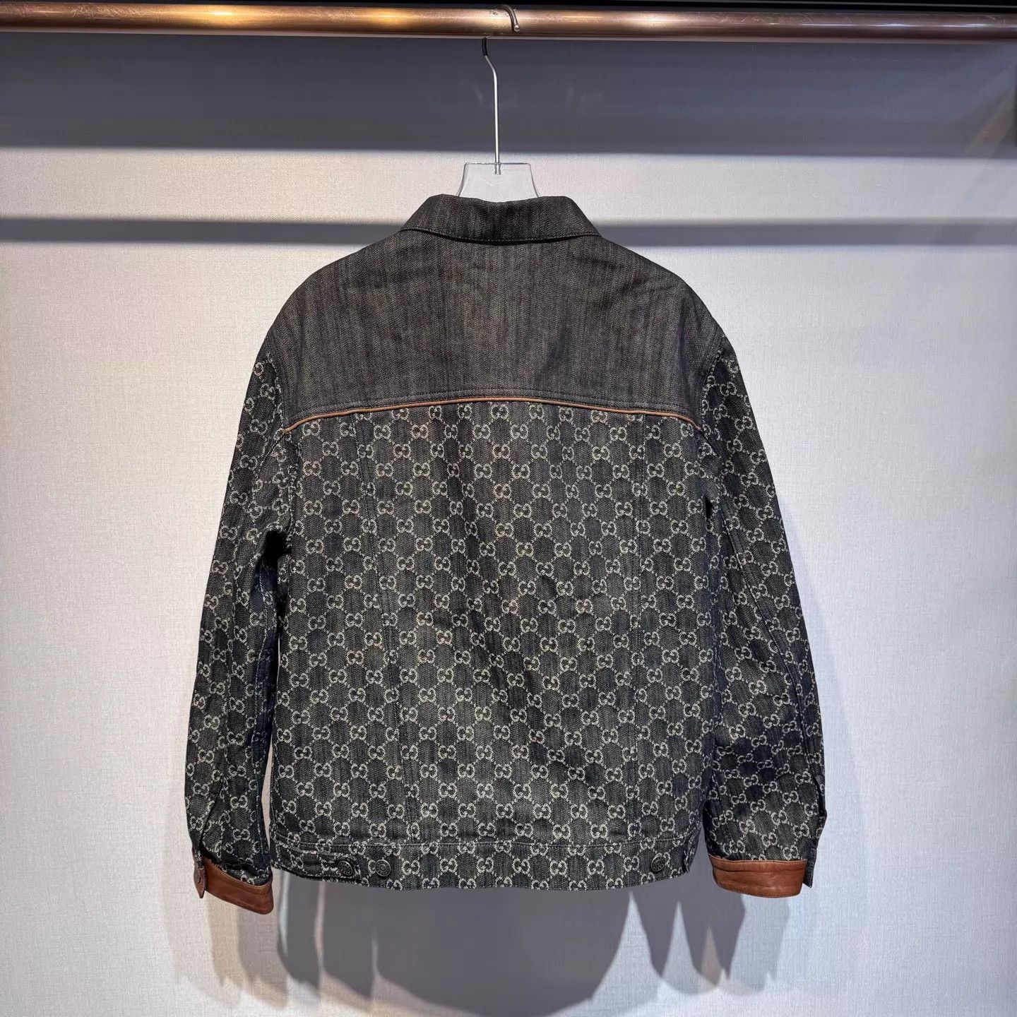 Gucci Gucci Dark Gray GG Monogram Denim Jacket 44 Size US S / EU 44-46 / 1 - 2 Thumbnail