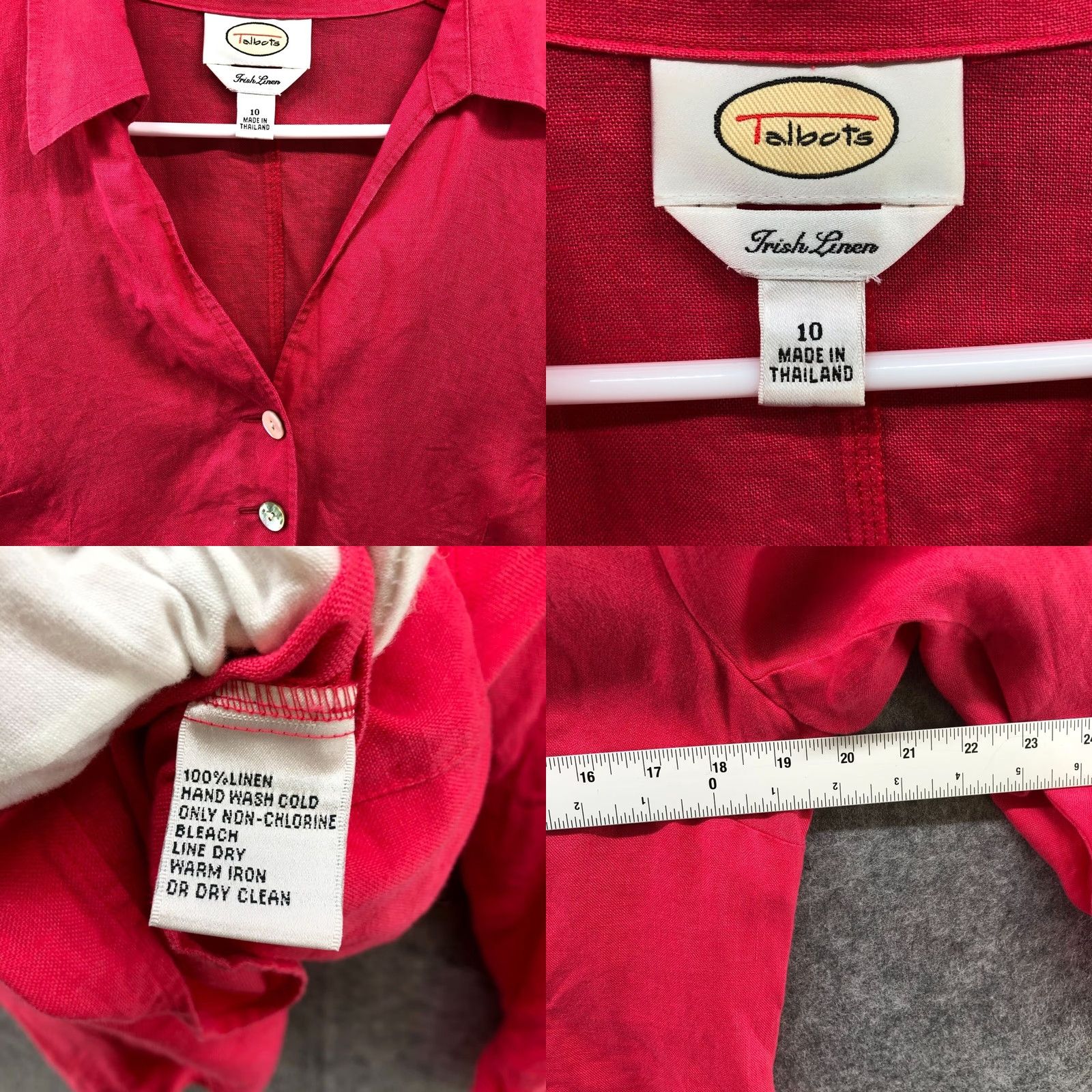 Talbots VINTAGE Talbots Pink Linen Shirt Jacket Womens 10 Blazer Button Front Ruffle Cuff Beach Modern Short Sleeve Size L / US 10 / IT 46 - 8 Thumbnail