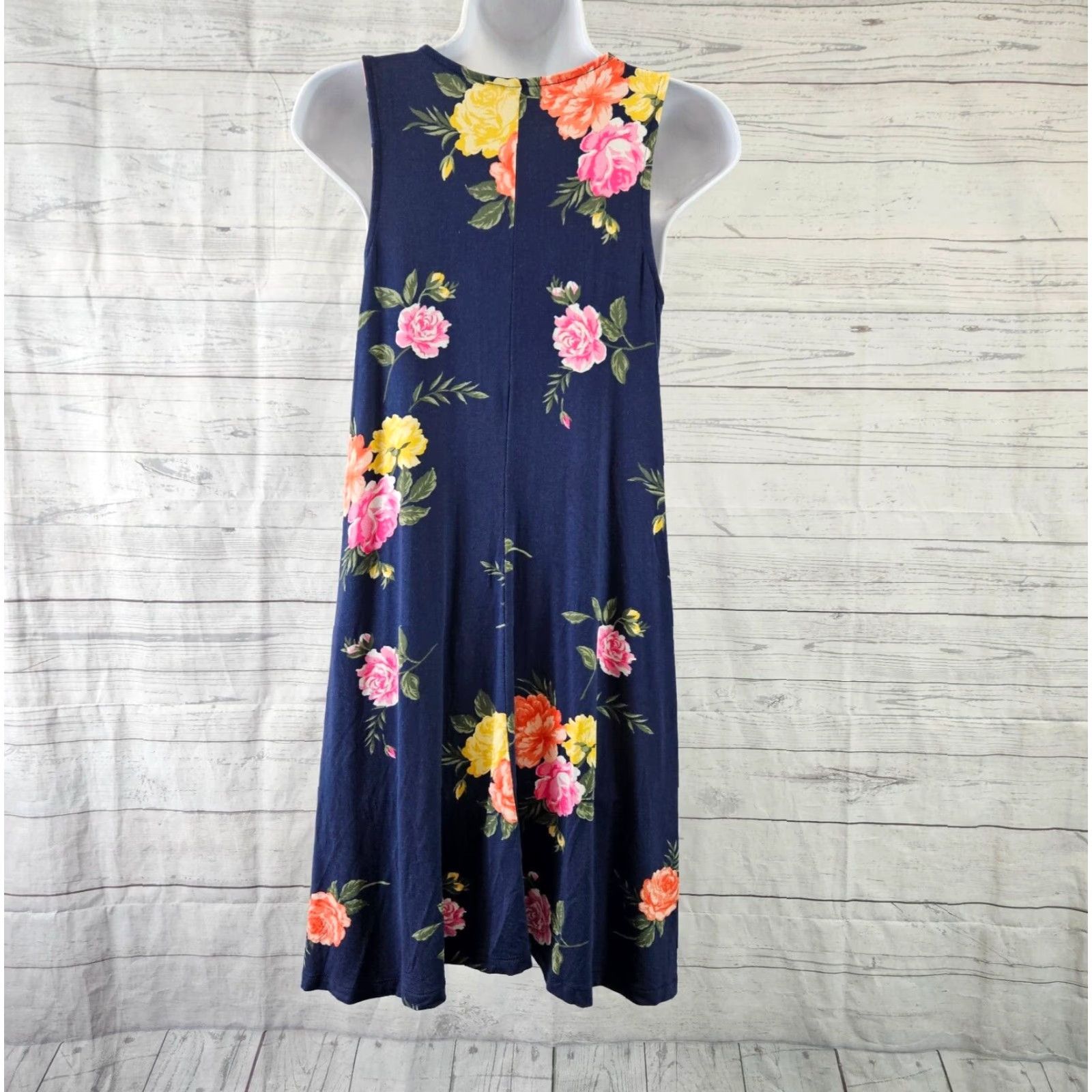 Old Navy Old Navy Womens Tank Dress Sz Small Blue Pink Floral Sleeveless Rayon Blend Size S / US 4 / IT 40 - 4 Thumbnail