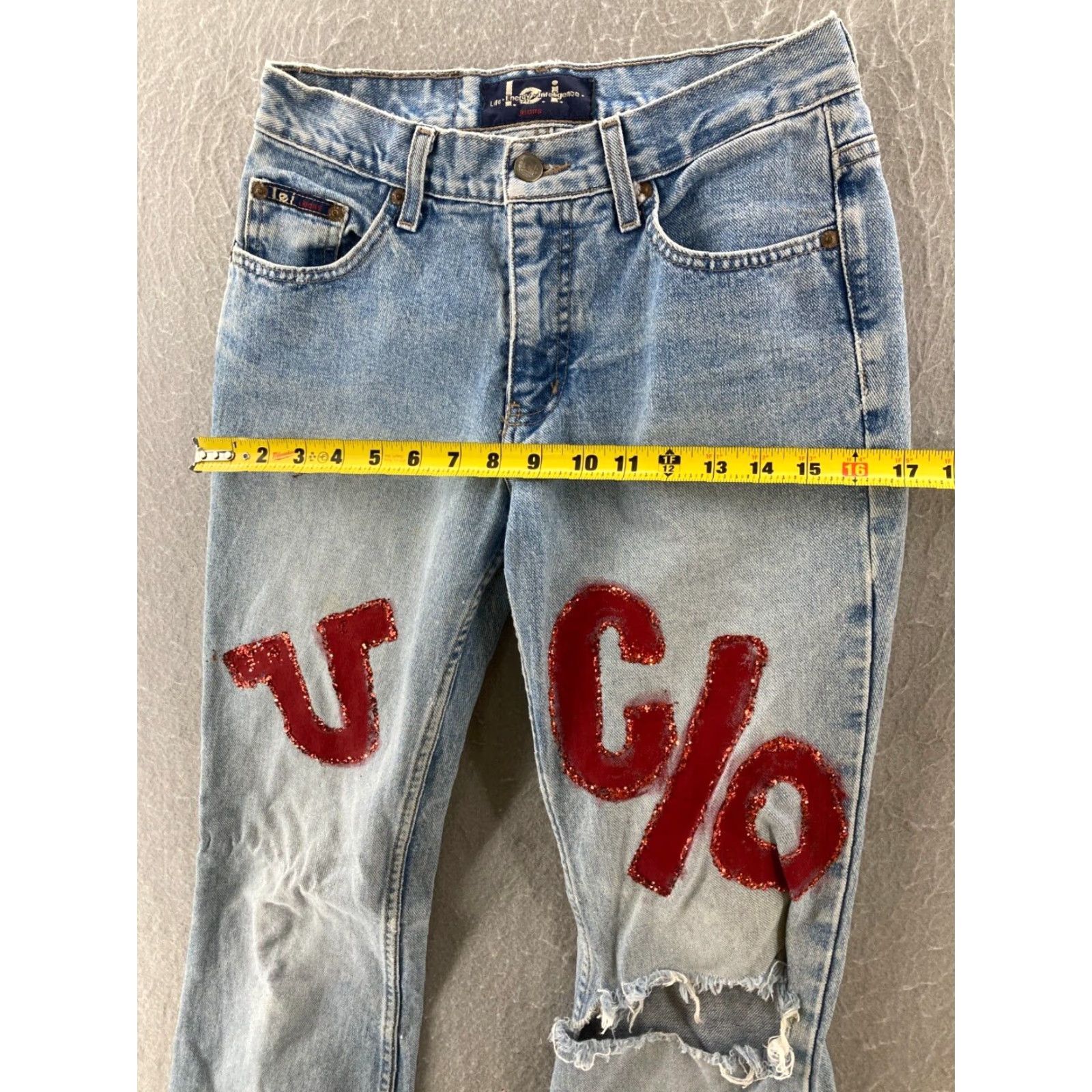 Vintage VINTAGE LEI Jeans Women 26 Blue Low Rise Bootcut Glitter Denim 90s Womens Size 26" / US 2 / IT 38 - 3 Thumbnail