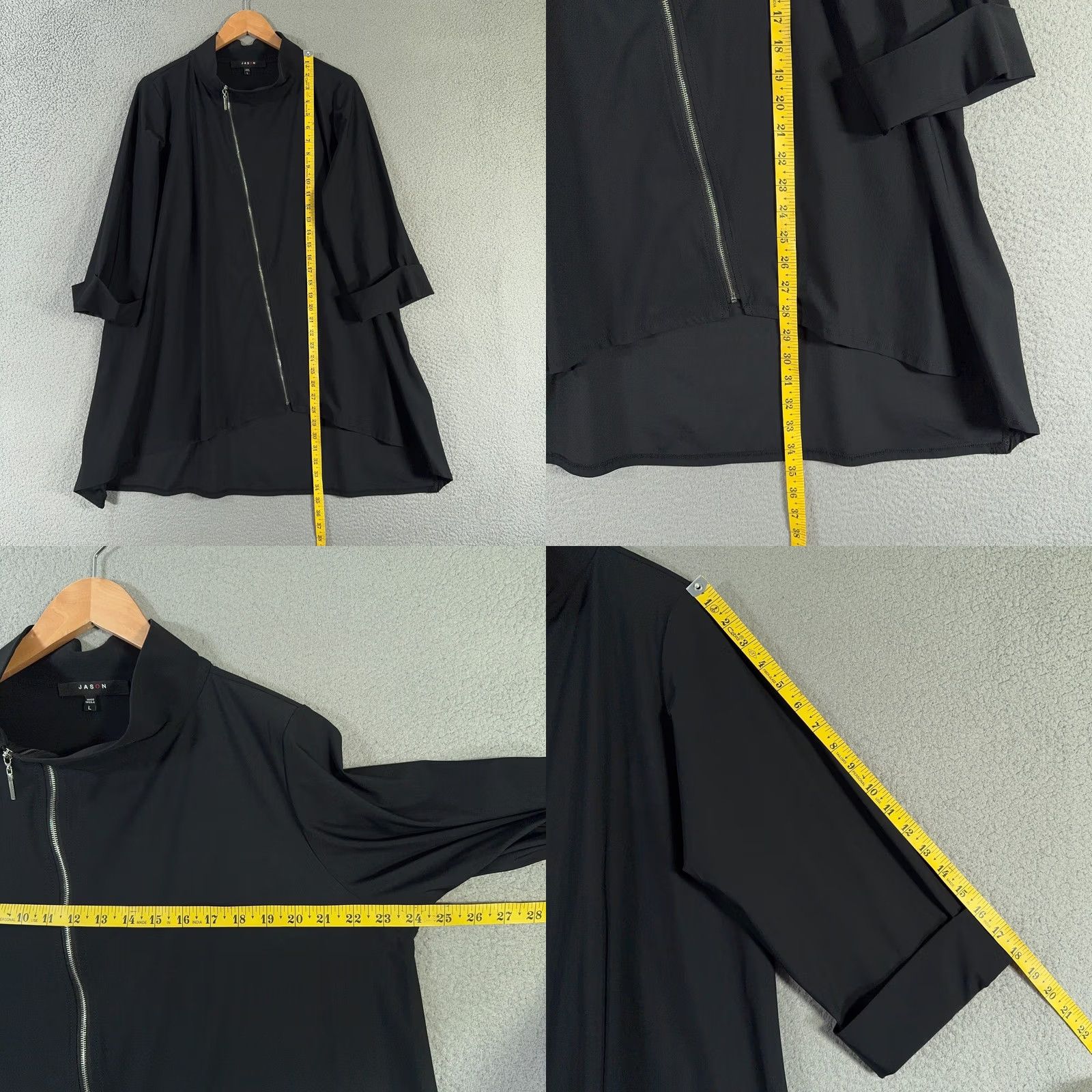 Vintage Comfy USA Jacket Long Black L Full Zip 3/4 Sleeve Lagenlook Art Vintage No Womens Size L / US 10 / IT 46 - 8 Thumbnail