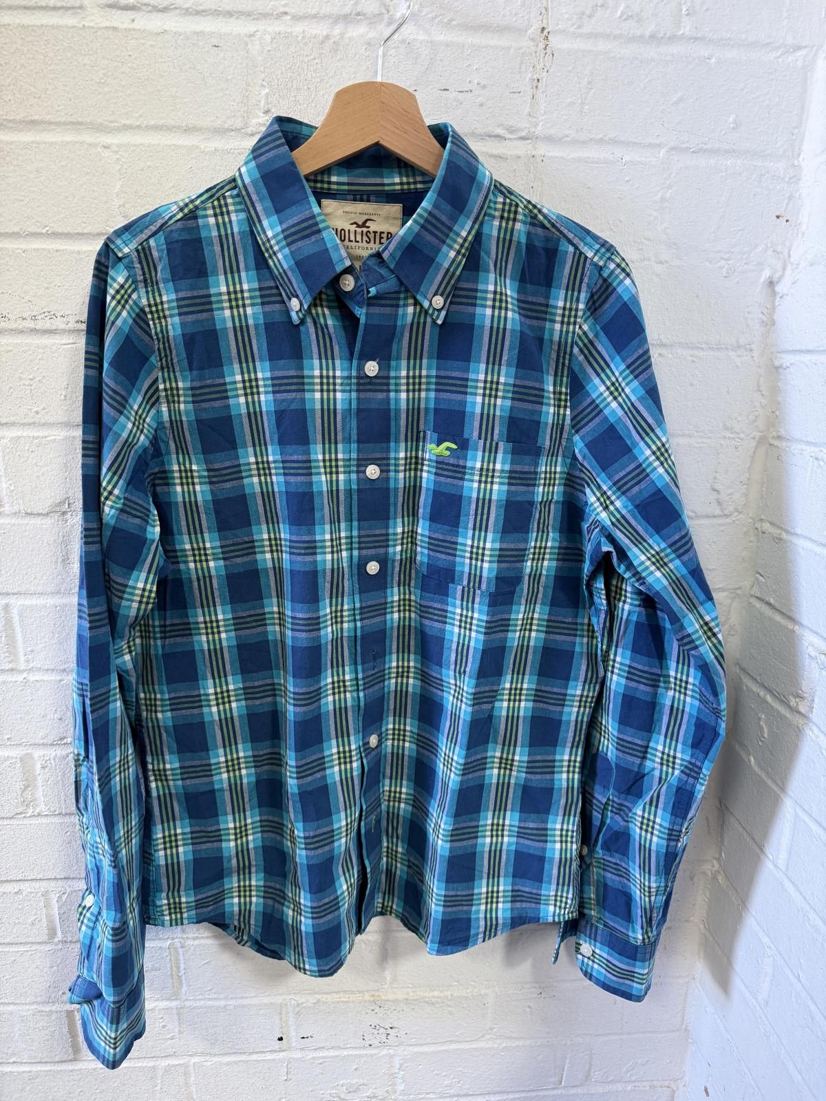 Hollister Hollister Blue Plaid Long Sleeve Shirt - Size M Size US M / EU 48-50 / 2 - 1 Thumbnail