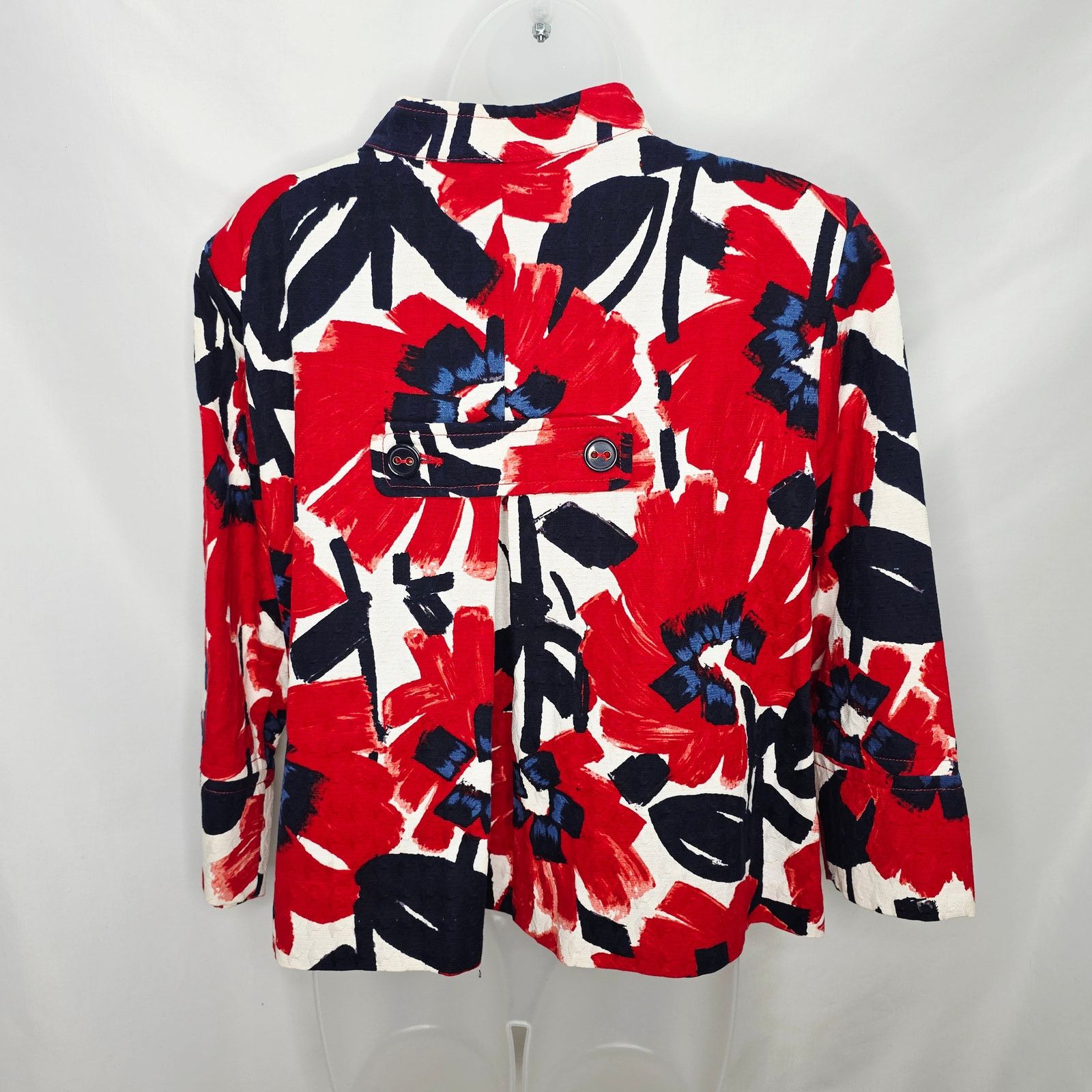 Other Ruby Rd. Blue & Red Floral Print 3/4 Sleeve Jacket Size 14 Size XL / US 12-14 / IT 48-50 - 2 Thumbnail