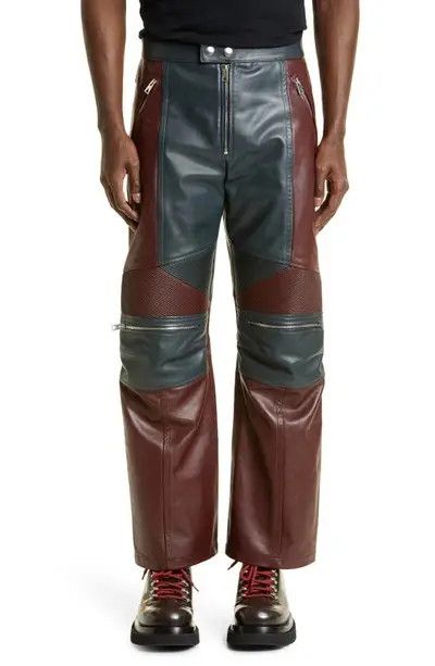 Bottega Veneta o1s1rm1125 Leather Biker Pants in Merlot / Graphite Size US 30 / EU 46 - 2 Thumbnail