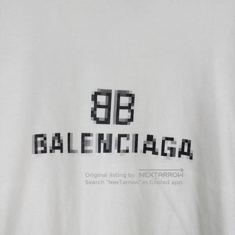 Balenciaga Balenciaga Chest Mosaic Logo Printed White Round Neck T-Sh Size US XS / EU 42 / 0 - 6 Thumbnail