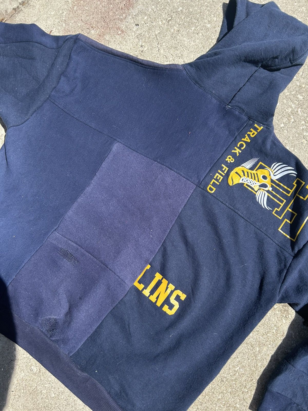 Other 1/1 Your World reconstructed patchwork navy blue hoodie Size US XL / EU 56 / 4 - 7 Thumbnail