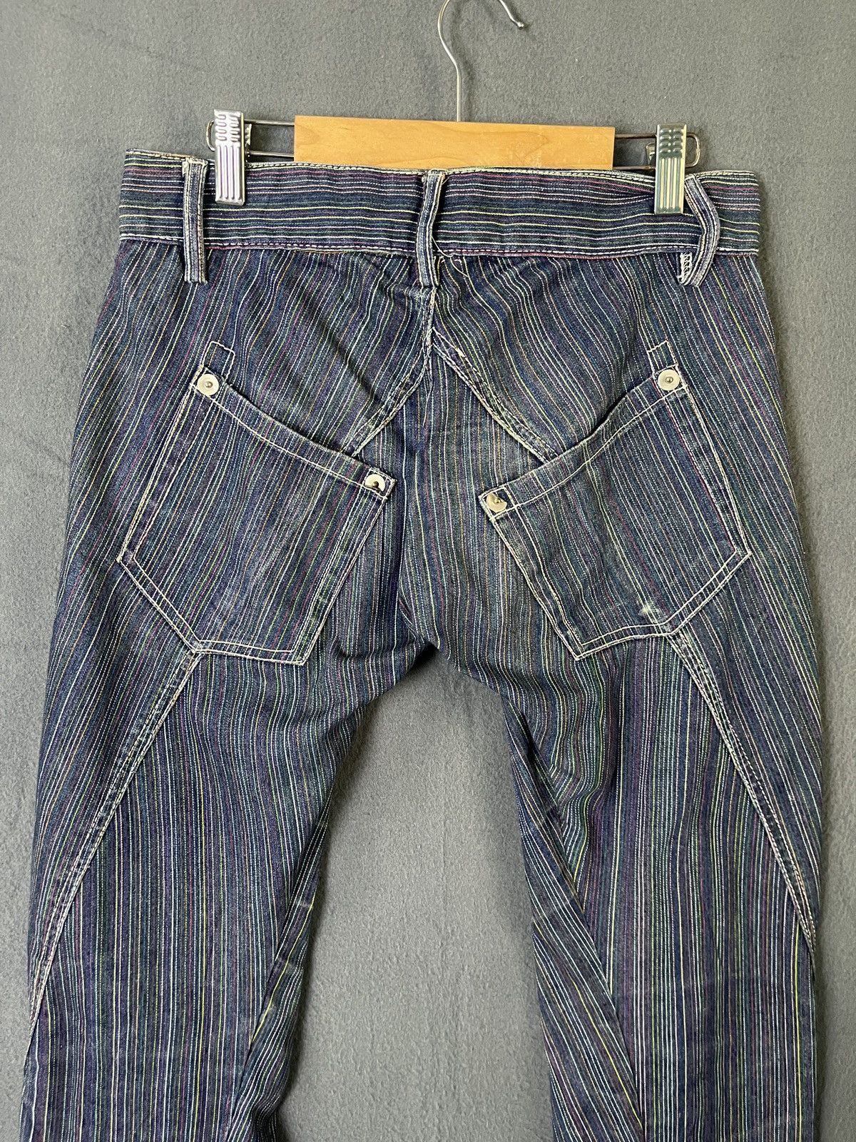 Japanese Brand × Vintage Chamblue Stripes Hickory Denim Jeans Size 29" - 7 Thumbnail