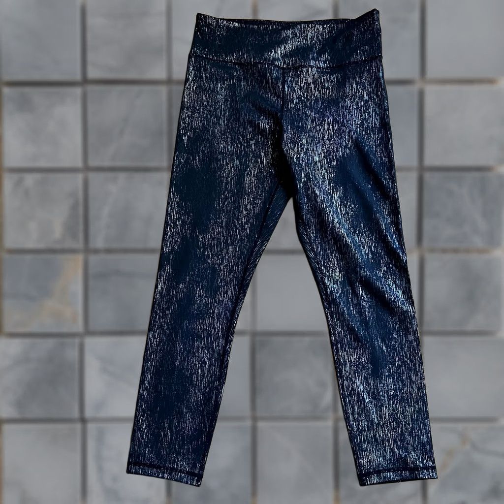 Vintage Zyia Leggings Womens 8-10 Black Metallic Crop Pants Size 30" / US 8 / IT 44 - 1 Thumbnail
