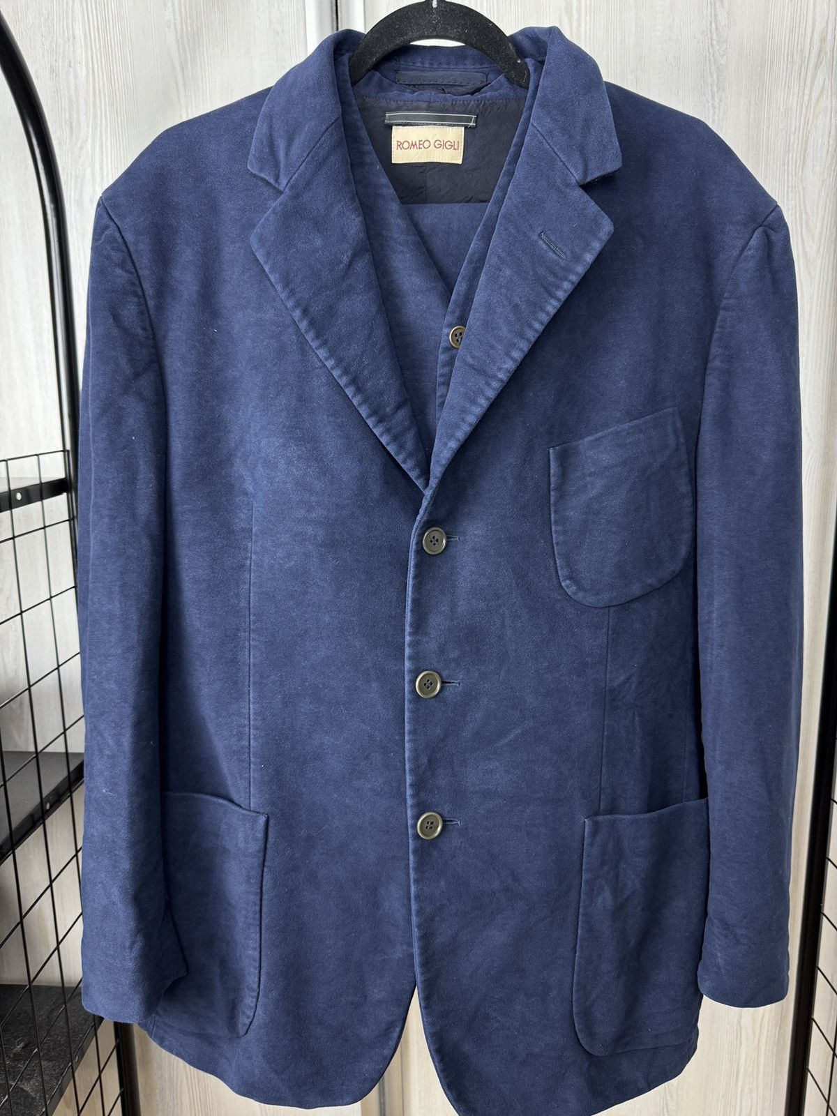 Romeo Gigli Romeo Gigli 3 pieces faded blue velour cotton suit size 50 Size 40R - 8 Thumbnail