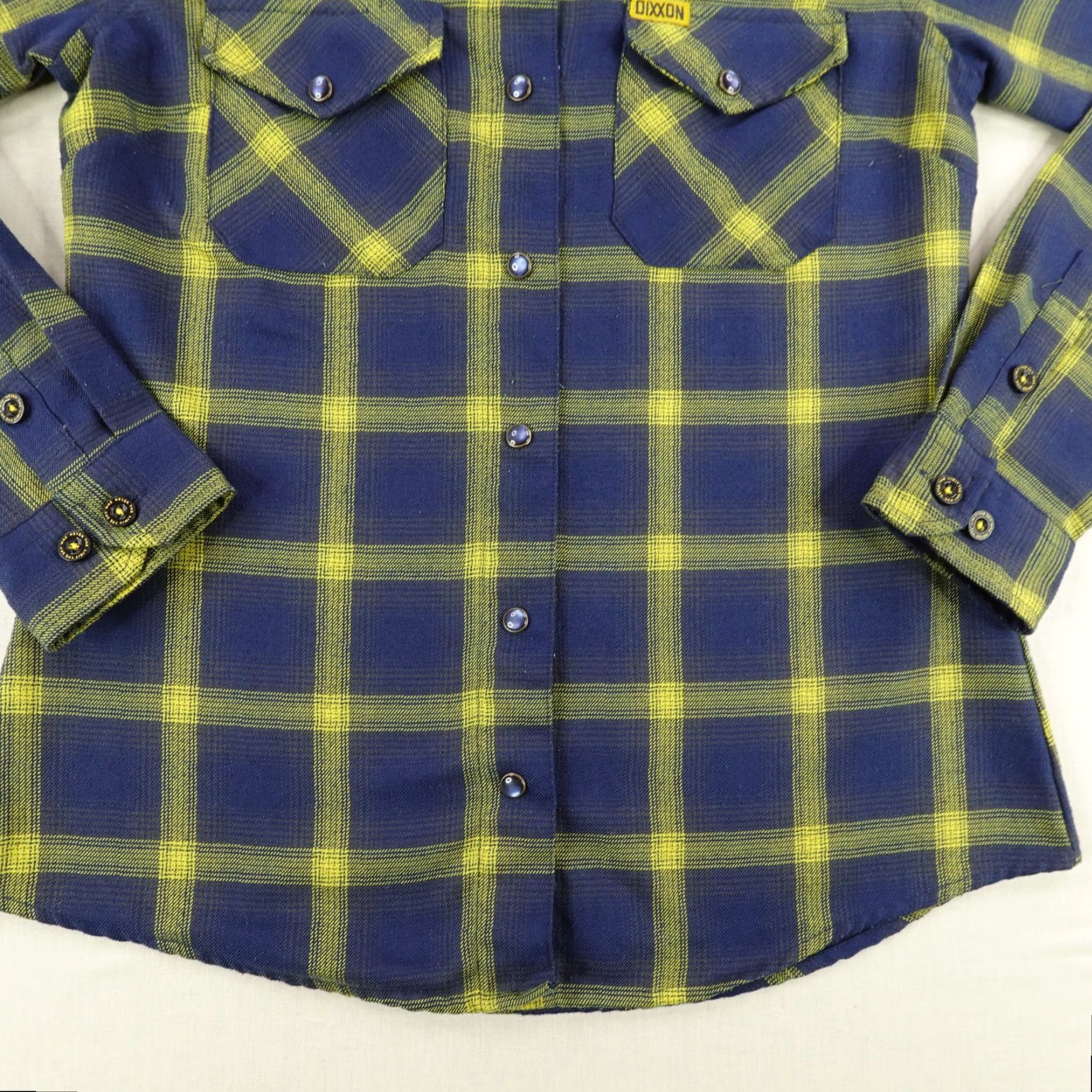 Vintage Dixxon Flannel Shirt Womens Small Blue Yellow Plaid Aim High Pearl Snap Western Shirt Womens Small Blue Yellow Plaid Cowboy Western Size S / US 4 / IT 40 - 5 Thumbnail