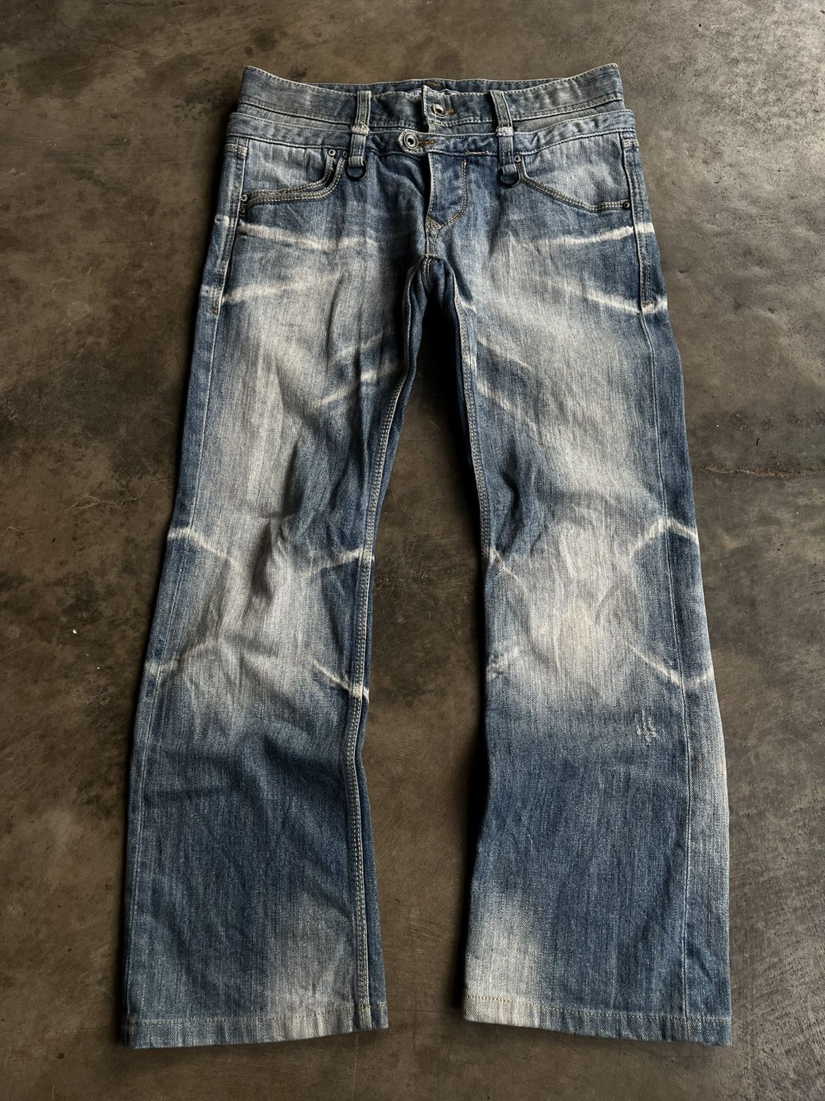If Six Was Nine JAPANESE NCFM DOUBLE WAIST DENIM FLARE BOOT CUT PANTS VKEI Size US 30 / EU 46 - 1 Thumbnail