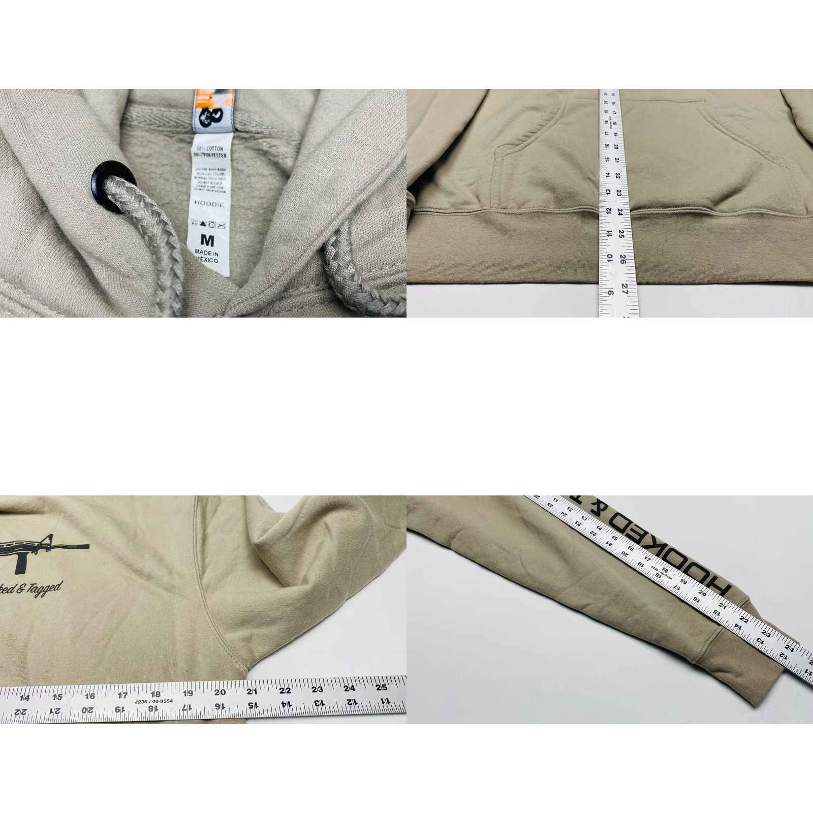 Vintage Hooked & Tagged Mens Medium Pullover Hoodie Fish Hooked And Tagged AR15 Rifle 7717 Ivory Logo Pockets Hoodie Size US M / EU 48-50 / 2 - 8 Thumbnail