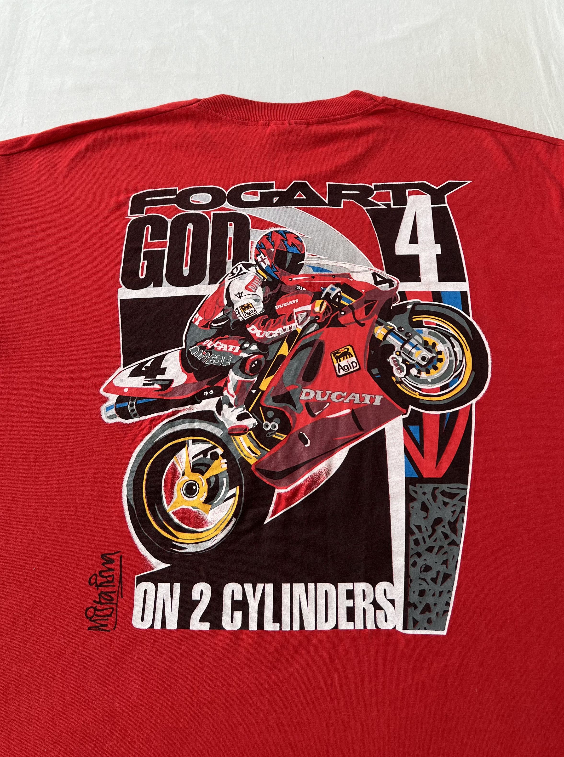 Ducati Vintage 90s Ducati Carl Fogarty Foggy Moto Racing T-shirt Size US XL / EU 56 / 4 - 16 Thumbnail