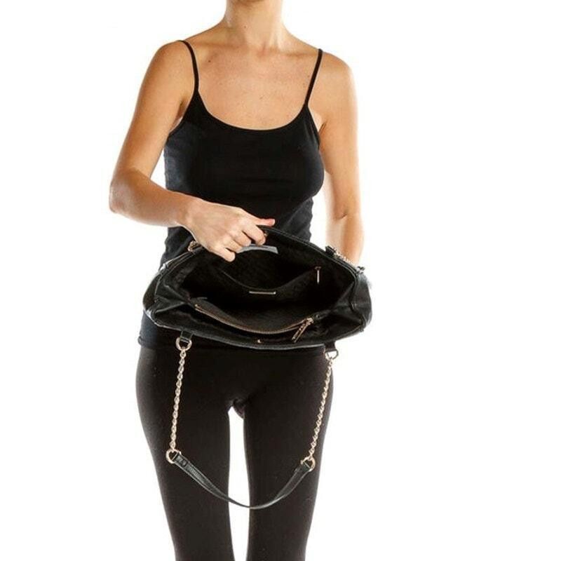 Designer Steve Madden Black Quilted Laptop Bag with Chain Strap Size ONE SIZE - 3 Thumbnail