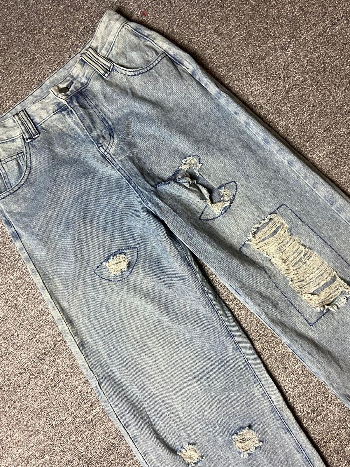 Japanese Brand × Vintage Japanese Brand Baggy Distressed Denim Ripped Jeans (123) Size US 27 - 3 Thumbnail