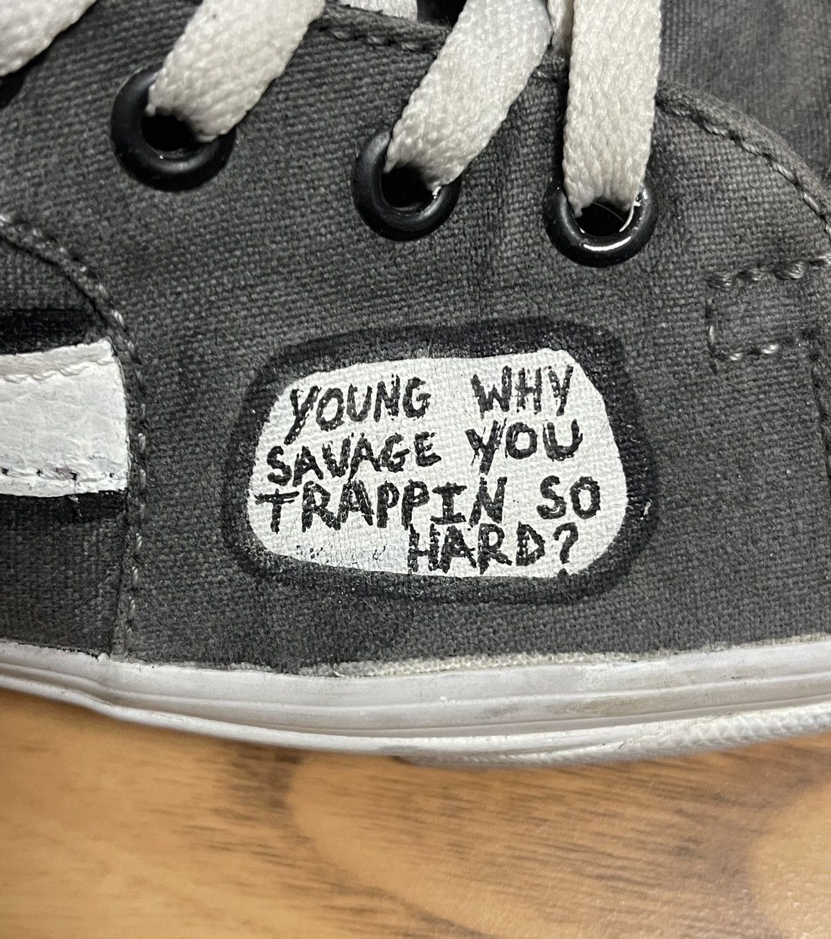 I Ain't Dead Yet × Vans Malik Morillo Custom 1/1 Vans Sk8 Hi Rap Lyrics Sneakers Size US 10.5 / EU 43-44 - 5 Thumbnail