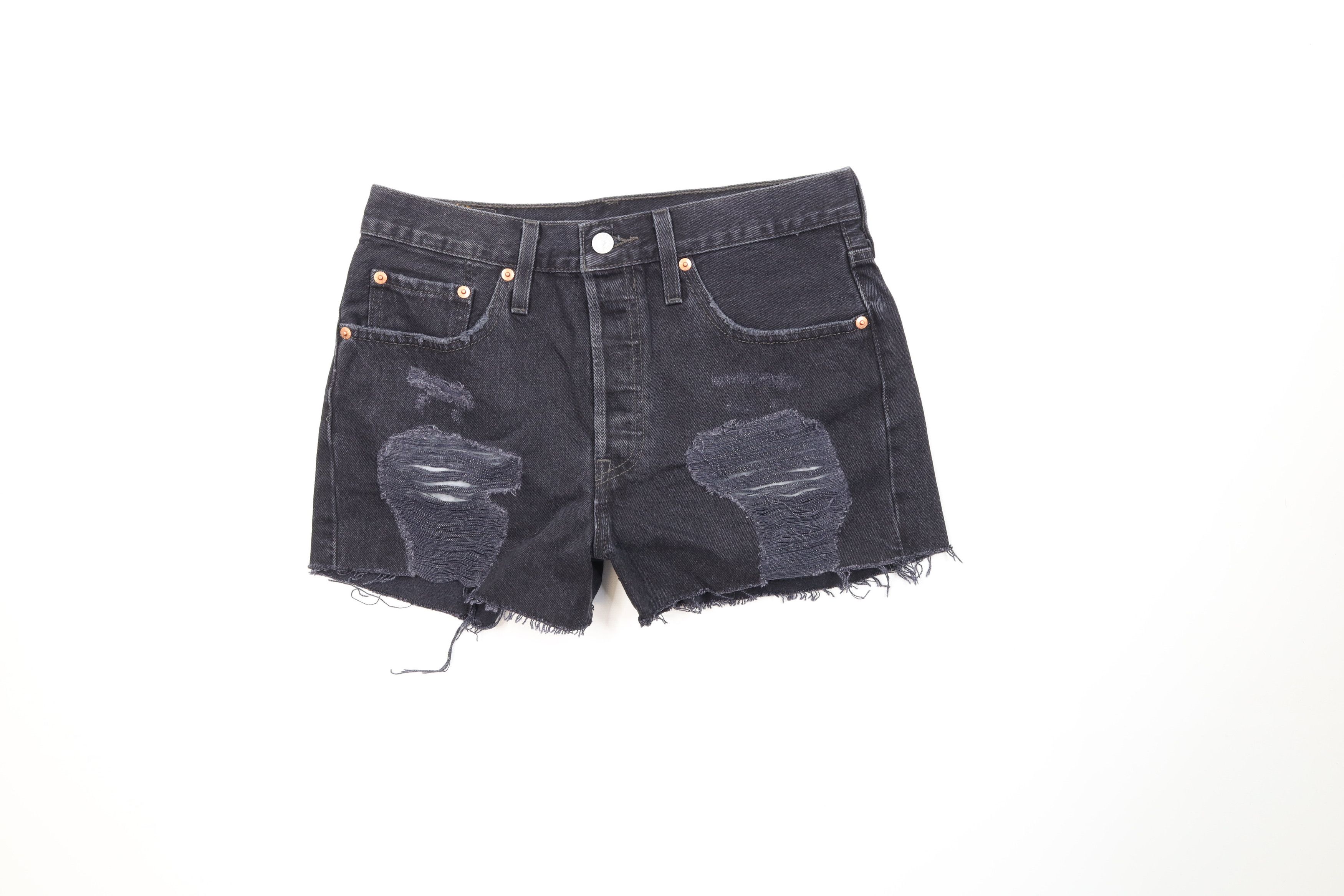 Levi's Vintage Y2K Levis 501xx Fly Cut Off Denim Shorts Black Size 28" / US 6 / IT 42 - 1 Thumbnail