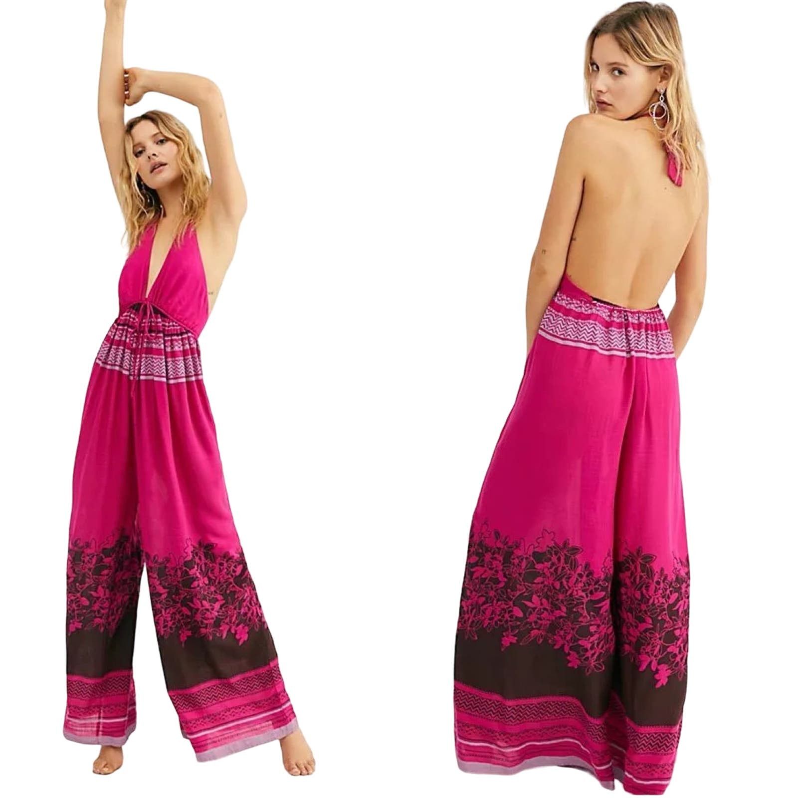 image of Free People Fuchsia Palm Beach Hippie Halter NWT in Pink, Women's (Size 36)