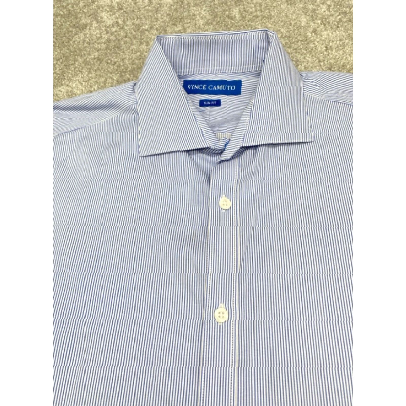 Vince Camuto Vince Camuto Shirt Men's 15.5 Blue Striped Long Sleeve Button Up Slim Fit Dress Shirt Mens 15.5 Blue Striped Vince Camuto Shirt Size US L / EU 52-54 / 3 - 4 Thumbnail