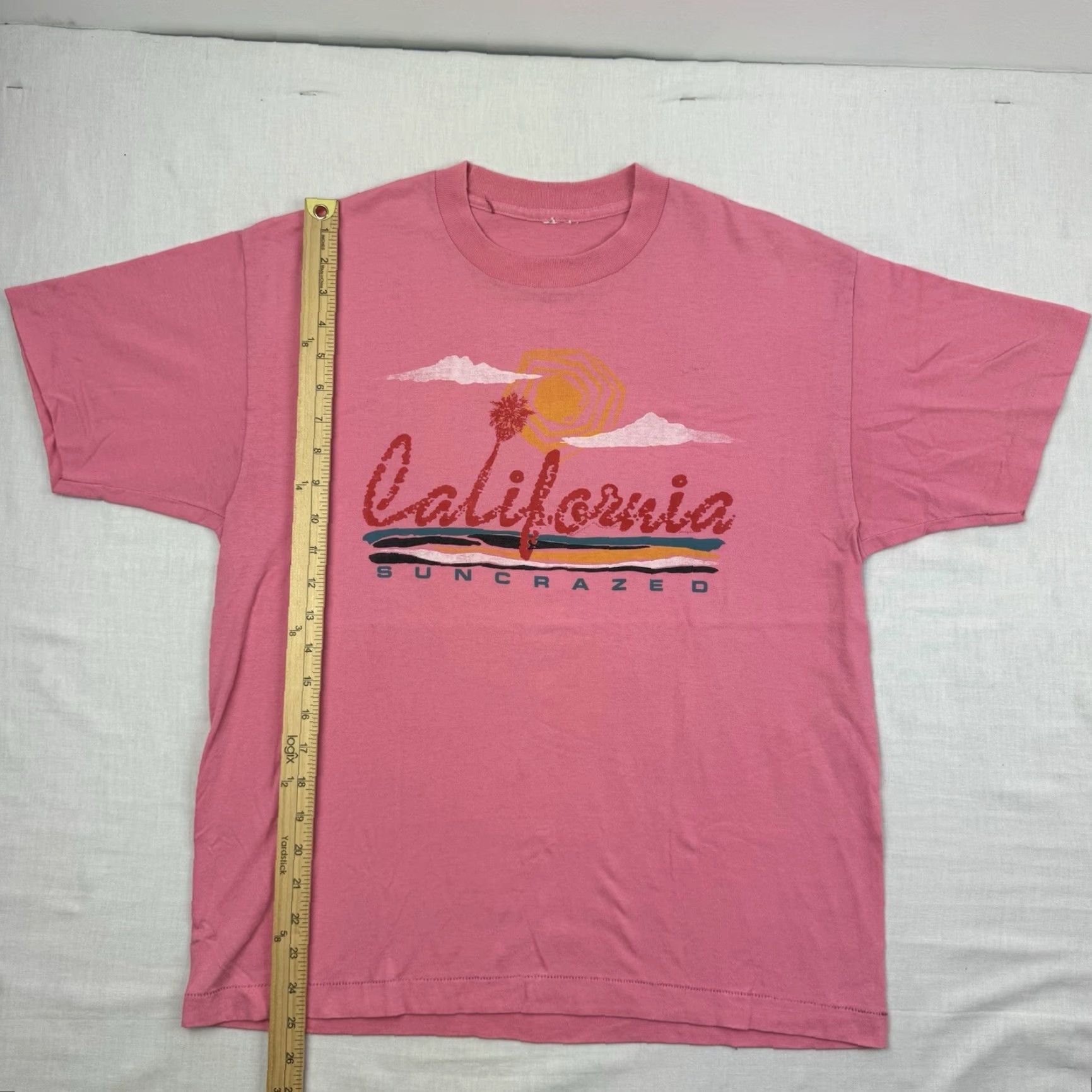 Vintage VINTAGE California Suncrazed T Shirt Adult Medium Pink Crew Neck Short Sleeve 80s Hipster Mens Size US M / EU 48-50 / 2 - 6 Thumbnail