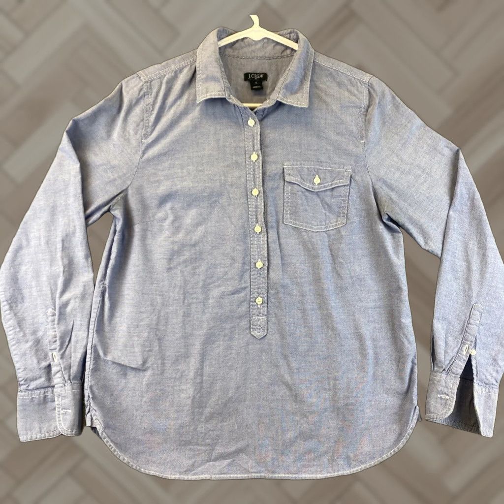 J.Crew VINTAGE J.CREW Button-Up Shirt Cotton Size S Blue Casual Long Sleeve Womens Size S / US 4 / IT 40 - 1 Thumbnail