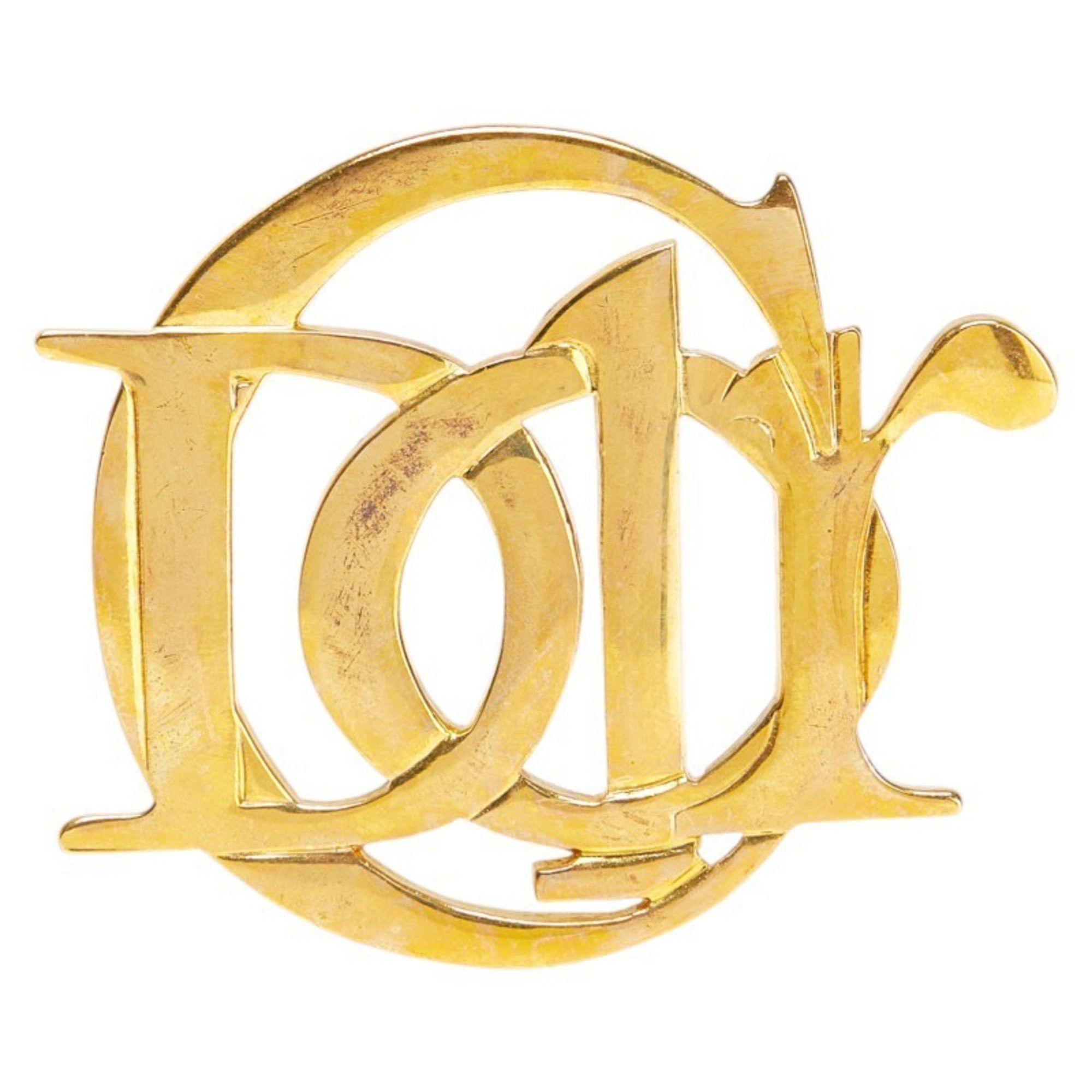 Dior Christian Dior Dior logo brooch gold plated women's Size ONE SIZE - 1 Thumbnail