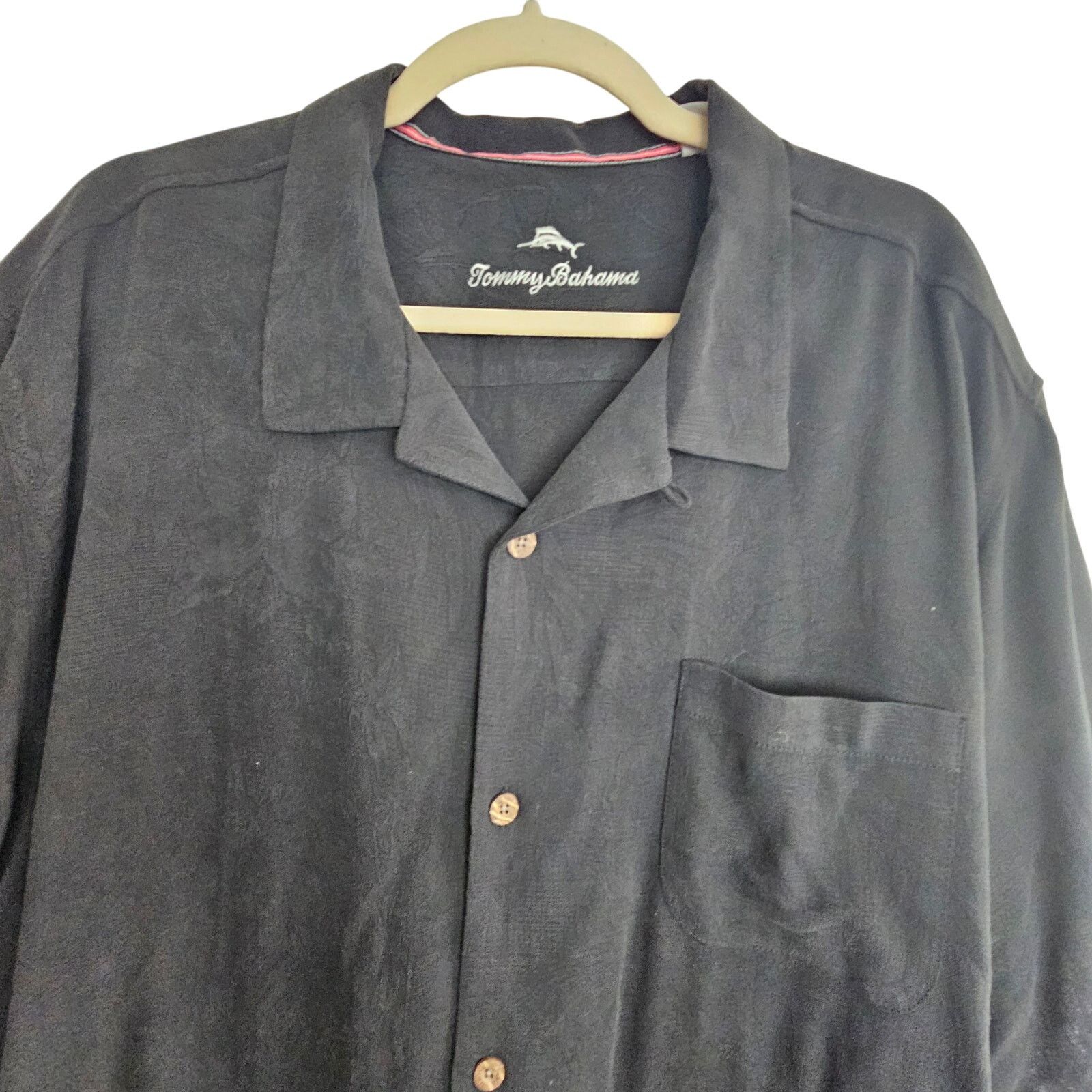 Tommy Bahama Tommy Bahama Silk Shirt Black Short Sleeve Button Front XXL Size US M / EU 48-50 / 2 - 2 Thumbnail