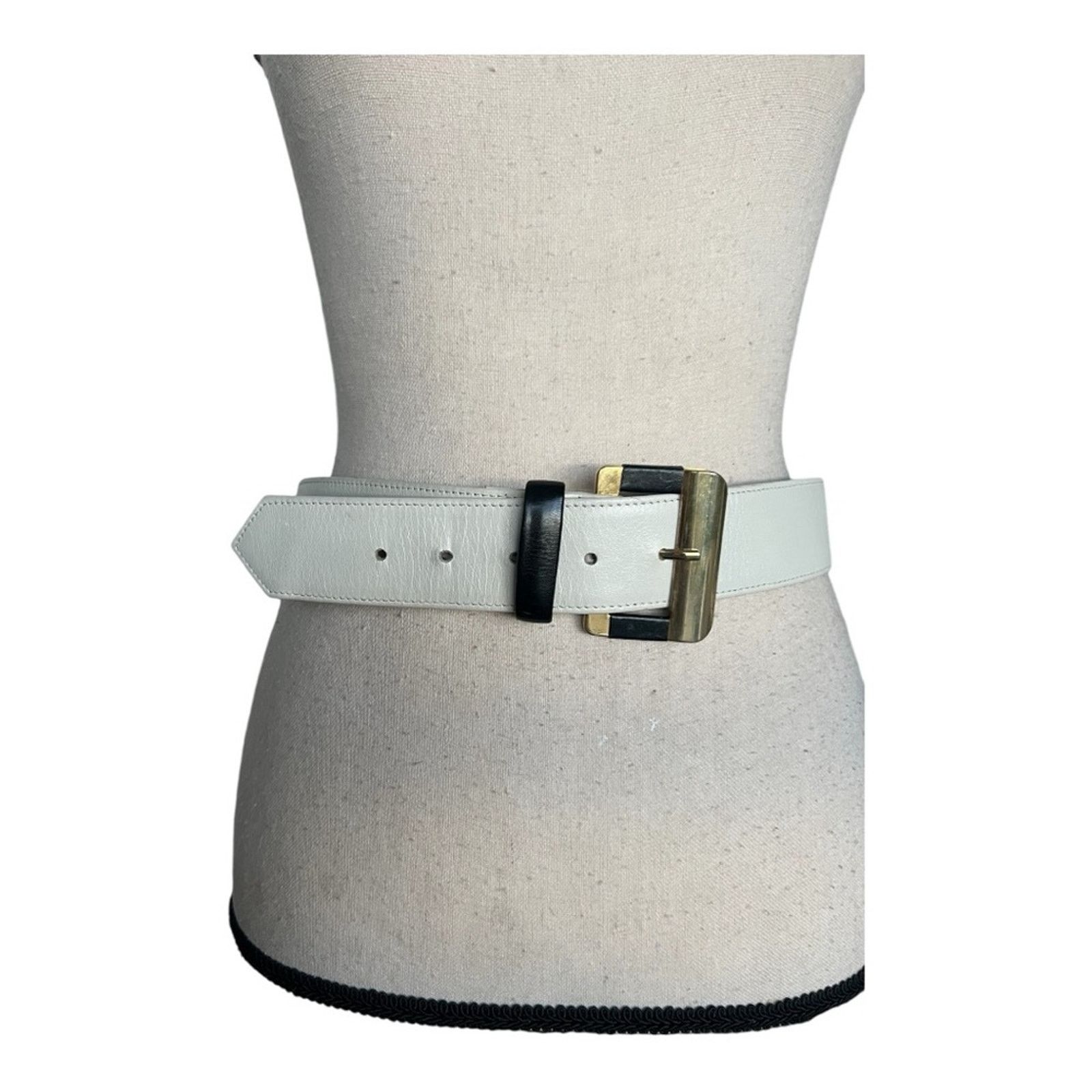 Vintage Mondi Accessories Vintage White Genuine Leather Belt Size 14 Size ONE SIZE - 4 Thumbnail
