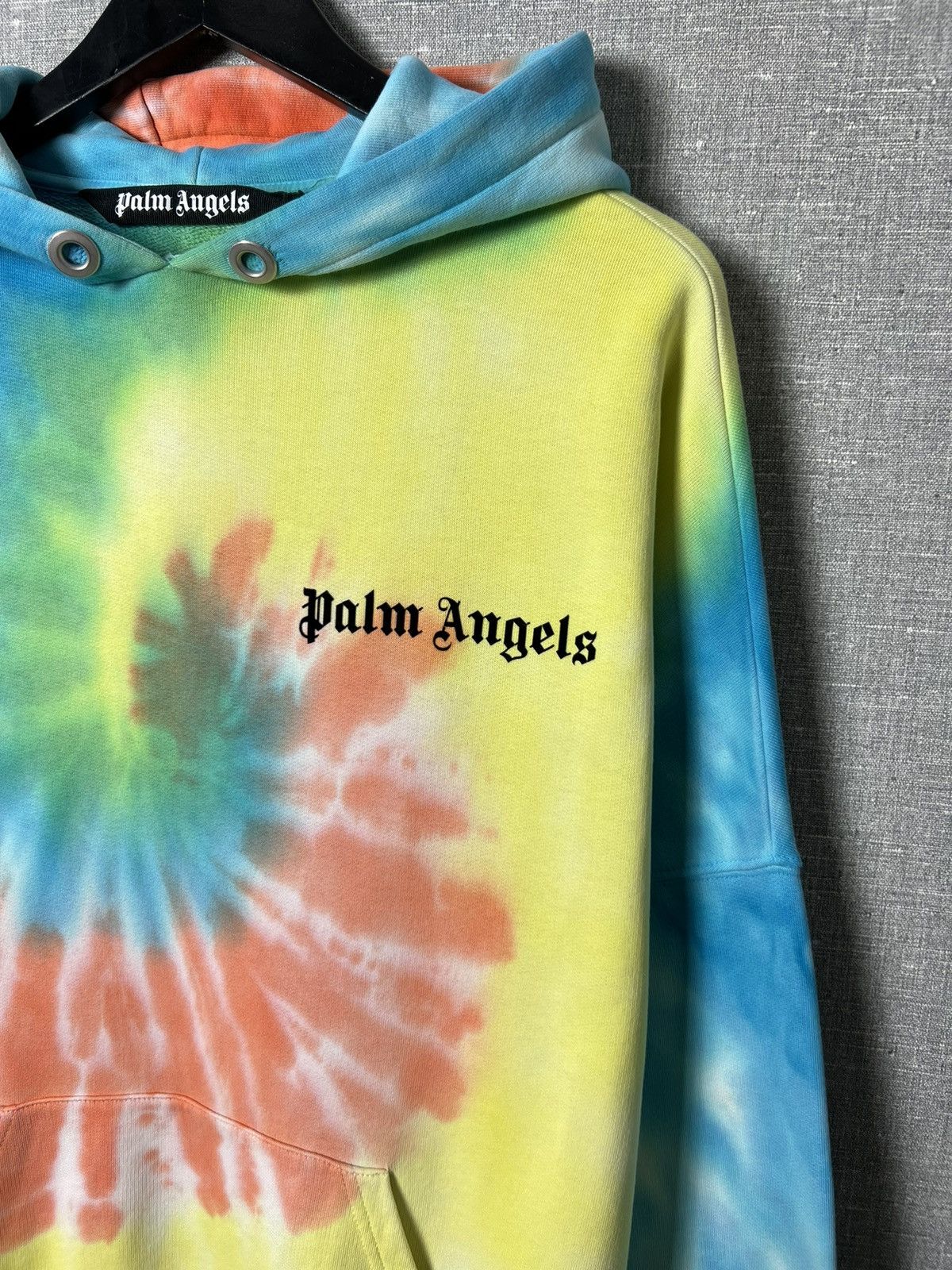 Palm Angels Tie-Dye Logo Print Cotton Oversized Hoodie