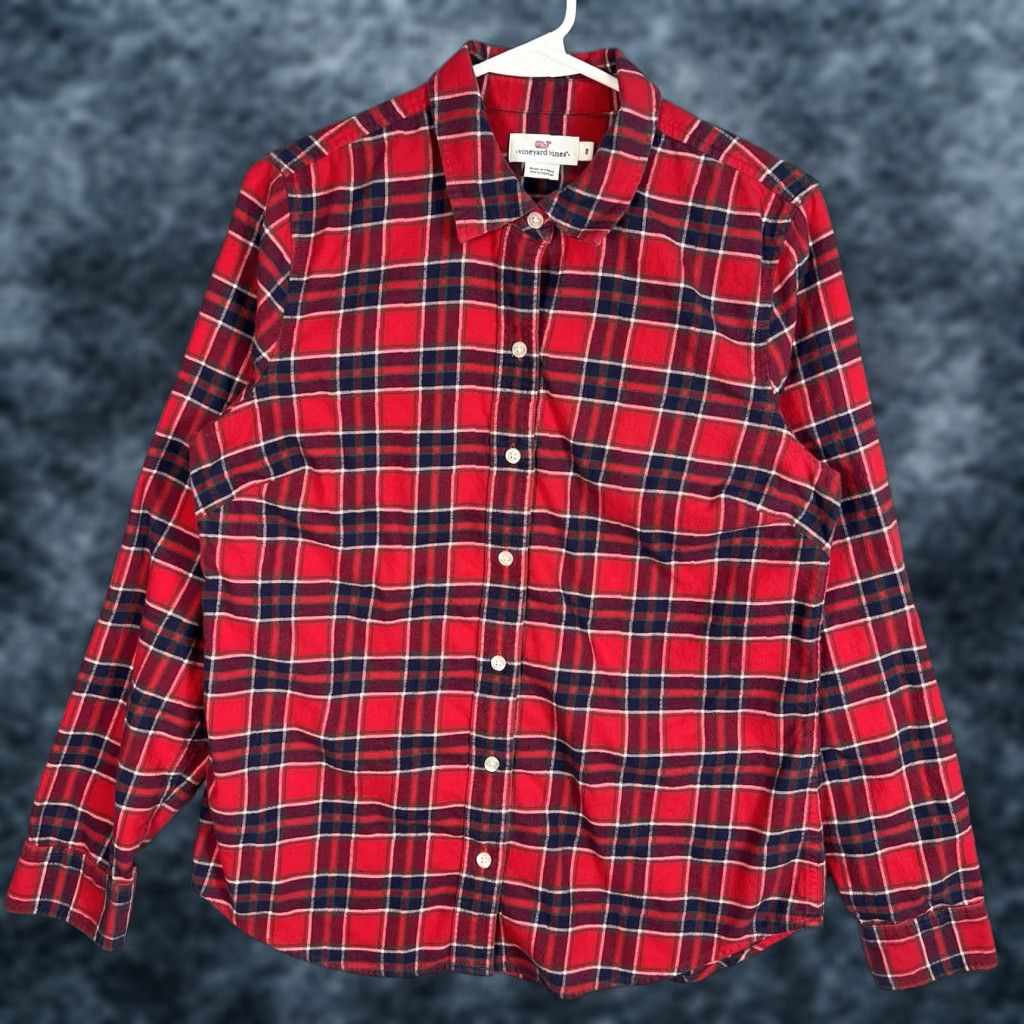 Vineyard Vines Vineyard Vines Plaid Flannel Button Up Shirt Womens 8 Red Long Sleeve Cotton Size M / US 6-8 / IT 42-44 - 1 Thumbnail