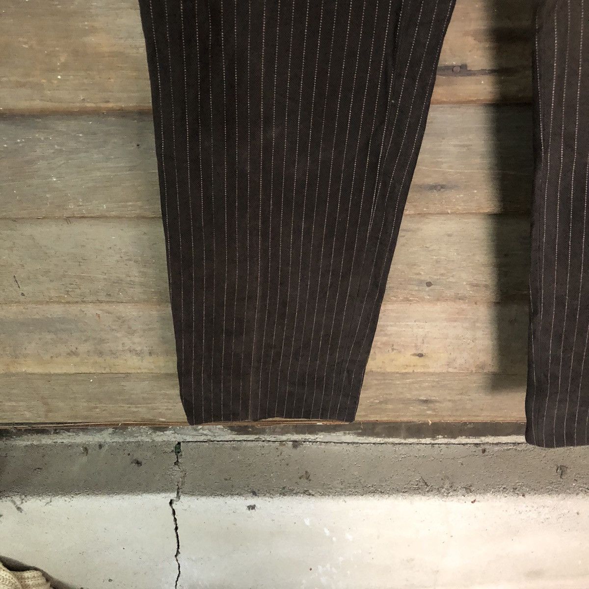 Vintage DL The Suit Company stripe Dark Brown Casual Pants #S2798 Size US 31 - 8 Thumbnail