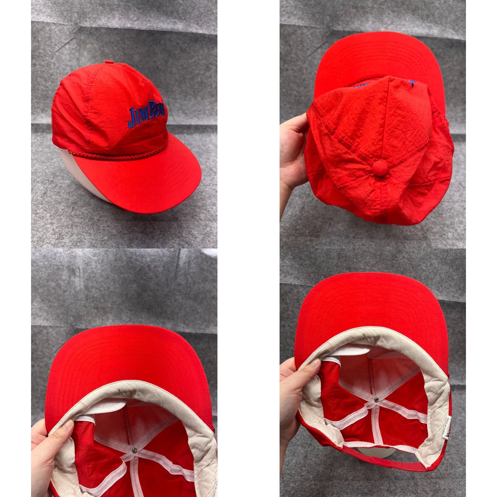 Vintage Jim Beam Hat Cap Snap Back Adult One Size Red 100% Polyester Hatch Rope Size ONE SIZE - 8 Thumbnail