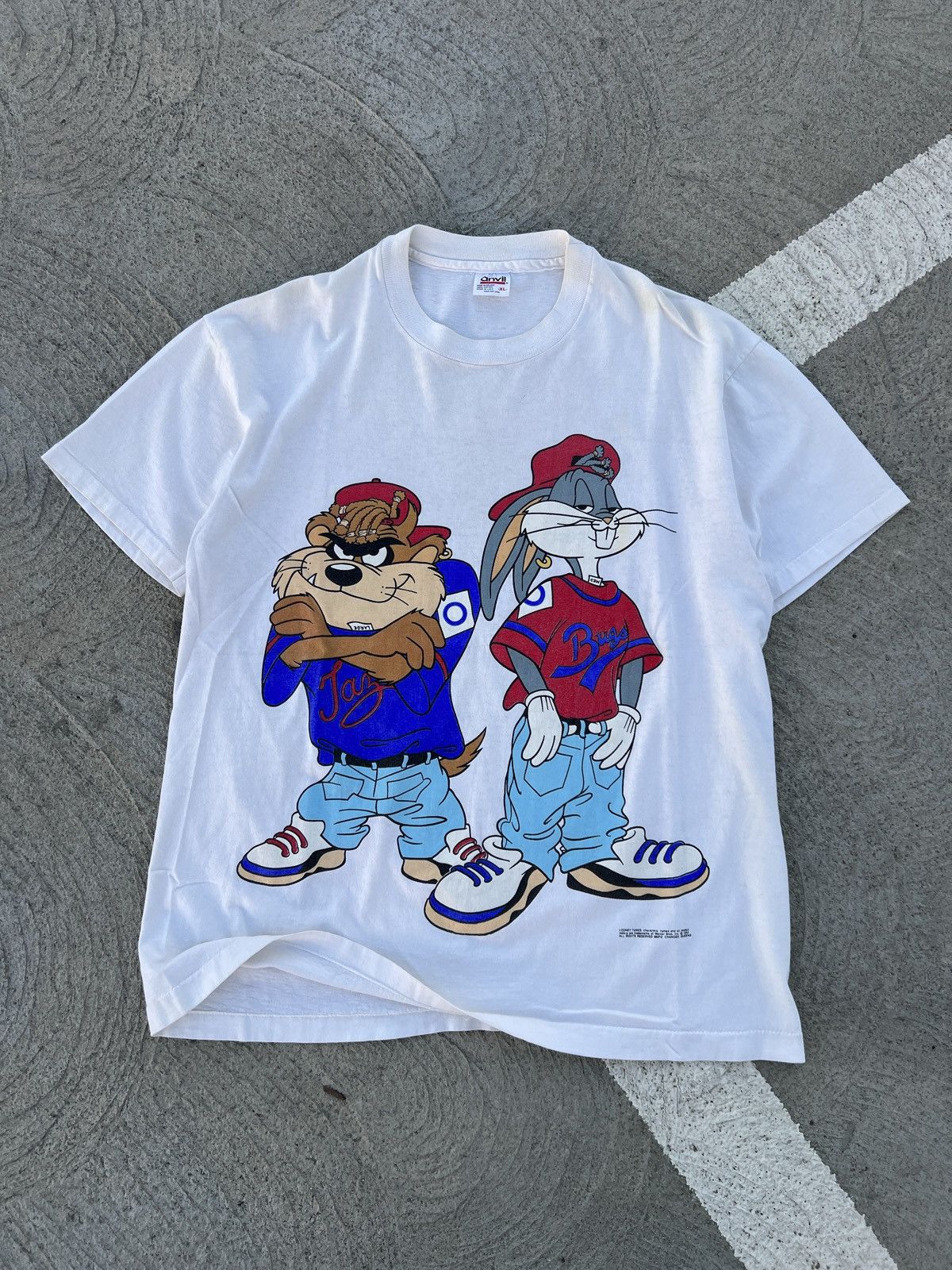 image of Made In USA x Vintage Tazmania Looney Tunes T-Shirt 1993 in White, Men's (Size XL)