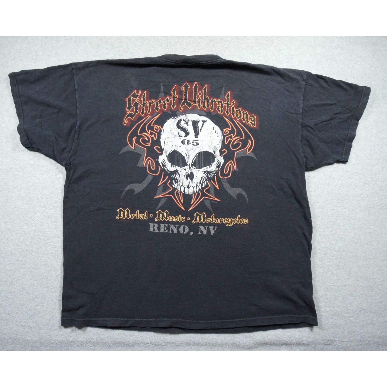 Fruit Of The Loom VINTAGE Fruit of the Loom Shirt Mens 2XL Black Street Vibrations Motorcycle Tee Skull Y2K Size US XXL / EU 58 / 5 - 5 Thumbnail