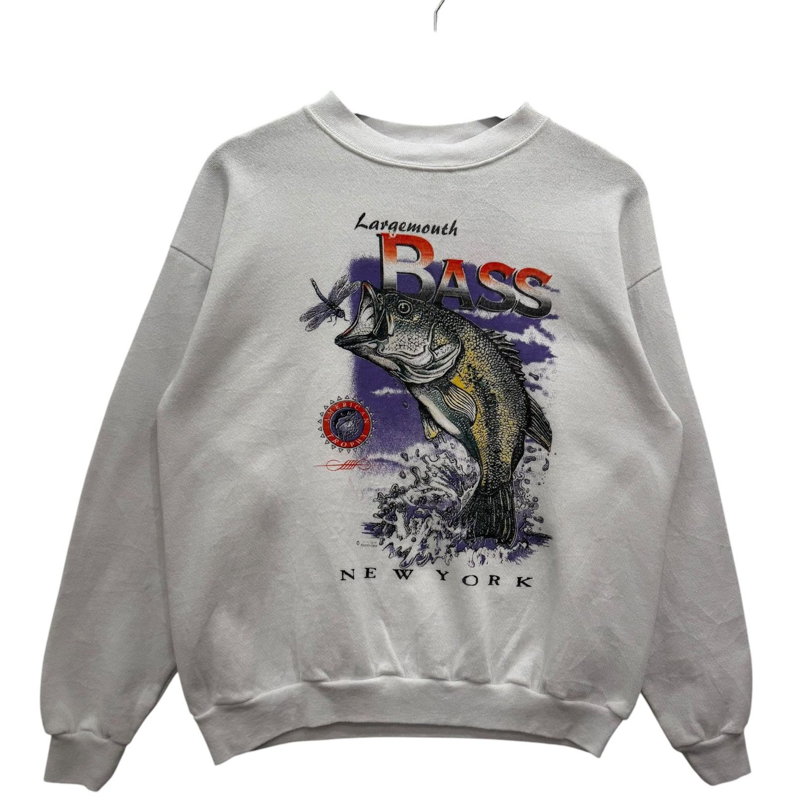 Tultex Vintage Largemouth Bass New York Fishing Art Crewneck Medium Size US XL / EU 56 / 4 - 1 Thumbnail