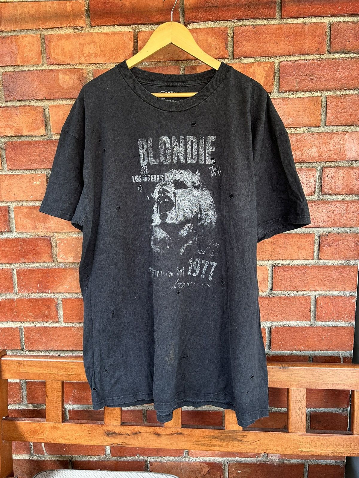 image of Band Tees x Rock Band Blondie Distressed Tees in Black, Men's (Size XL)