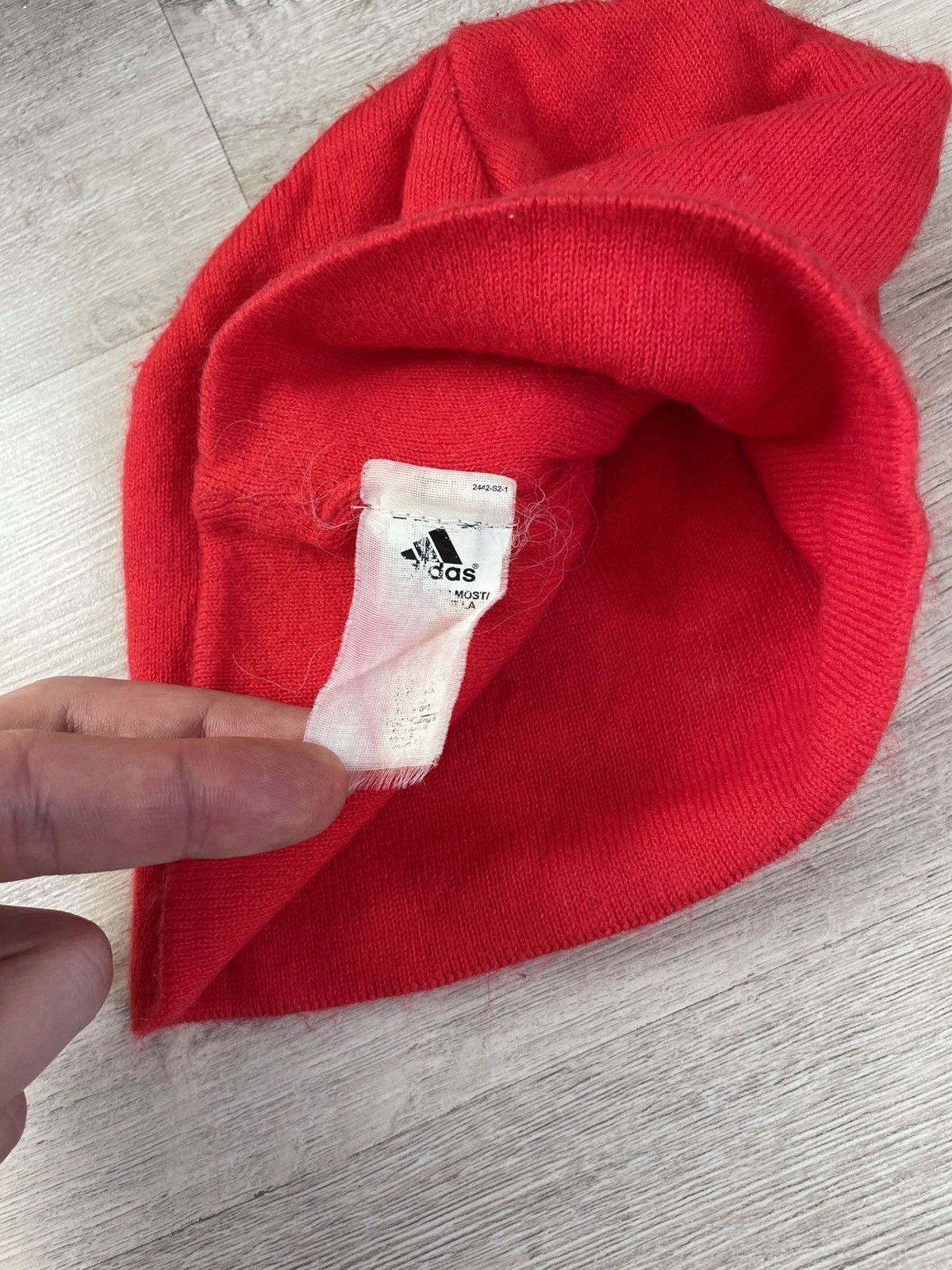 Adidas × Vintage Rare Vintage Y2k Adidas Big Logo Knit Beanie Hat Tight Fit Size ONE SIZE - 7 Thumbnail