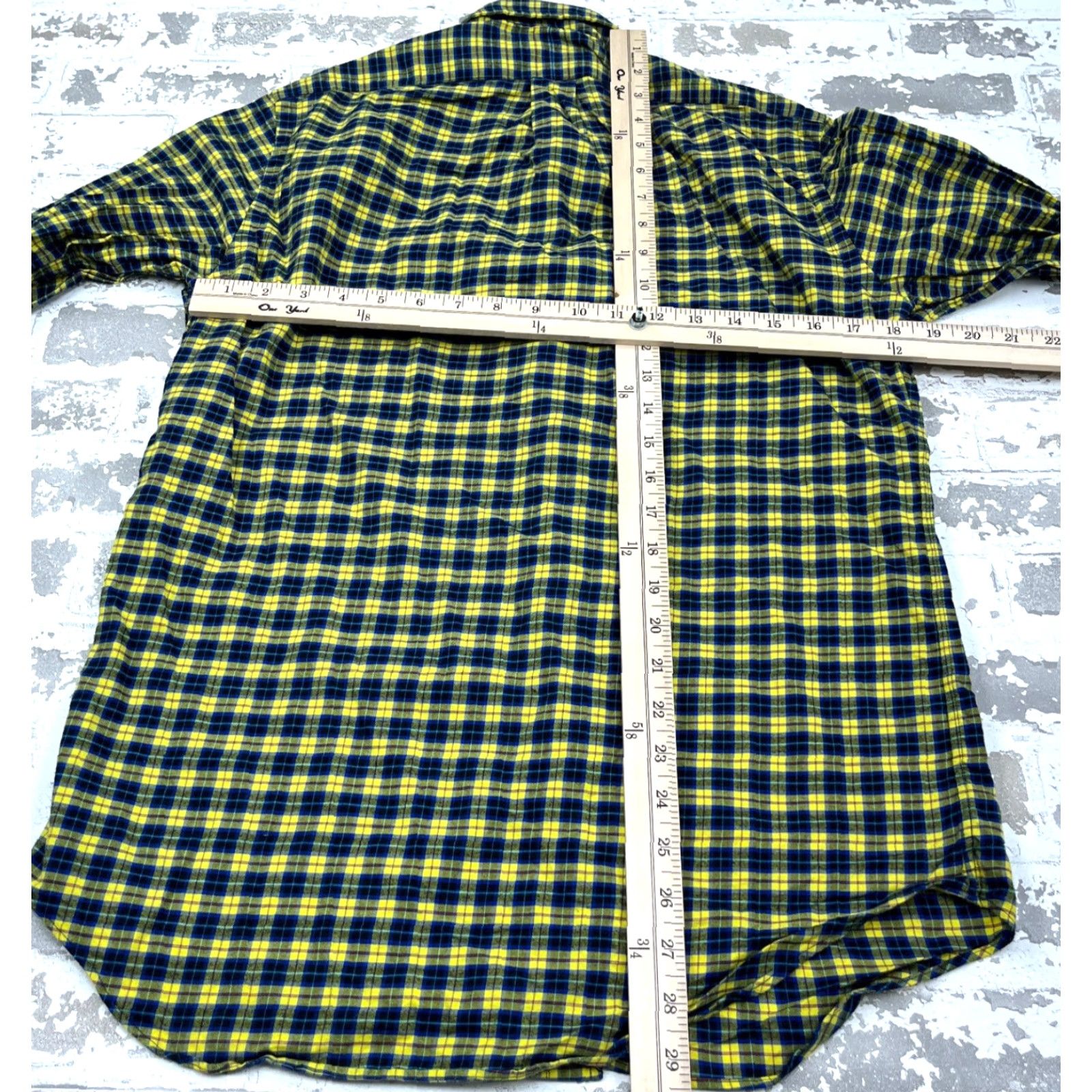 Ralph Lauren Ralph Lauren Button-Up Shirt Men Small Yellow Blue Plaid Flannel Cotton Classic, Short Sleeve? Wait. Size 36R - 6 Thumbnail