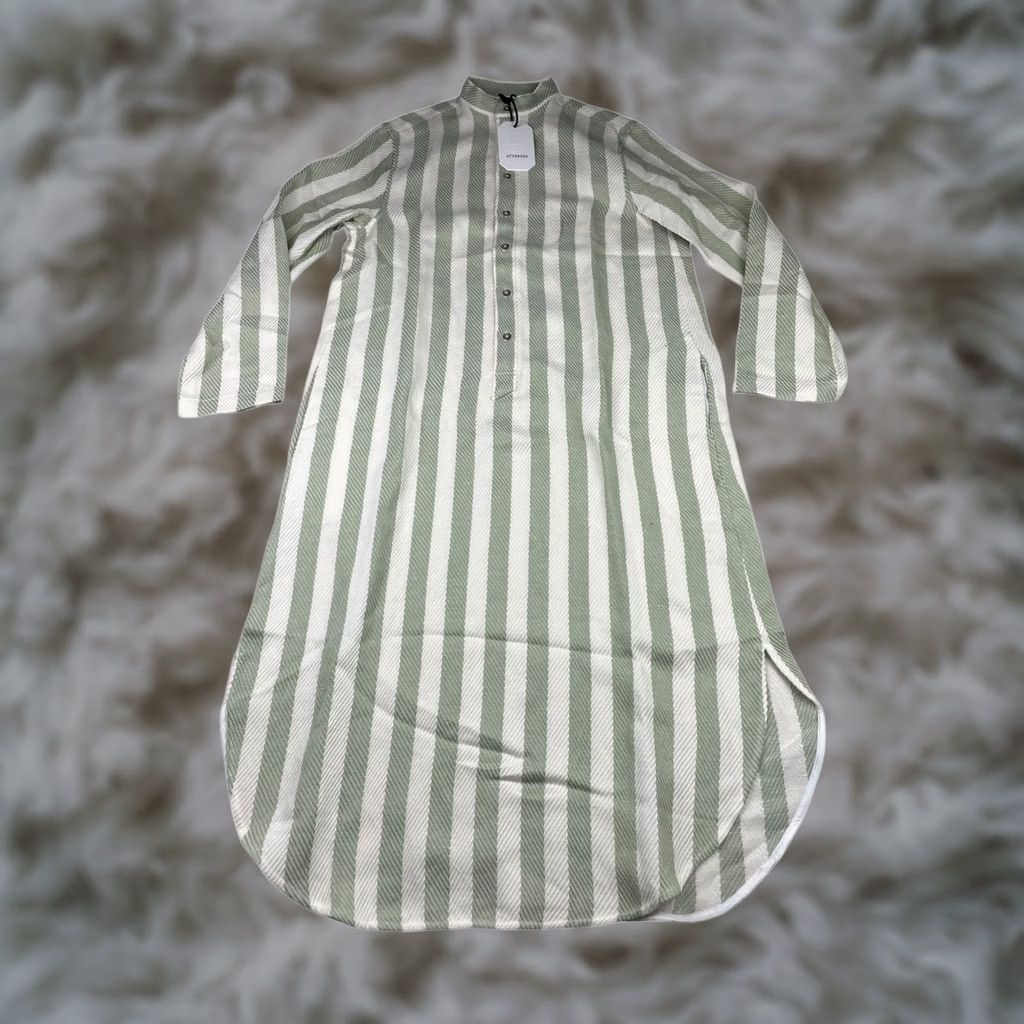 Vintage VINTAGE Attersee Caftan Tunic Dress Cypress Stripe Herringbone XS Green NI? Size XS / US 0-2 / IT 36-38 - 1 Thumbnail