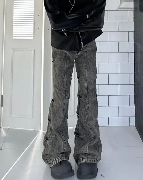 VIBE Y2k Cargo Flared Stack Jeans Wide Leg Bootcut Stacked Size US 32 / EU 48 - 2 Thumbnail