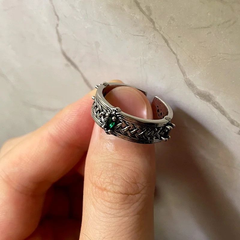 Japanese Brand × Jewelry × Vintage Retro Green Glass Zircon Ring Size ONE SIZE - 6 Thumbnail