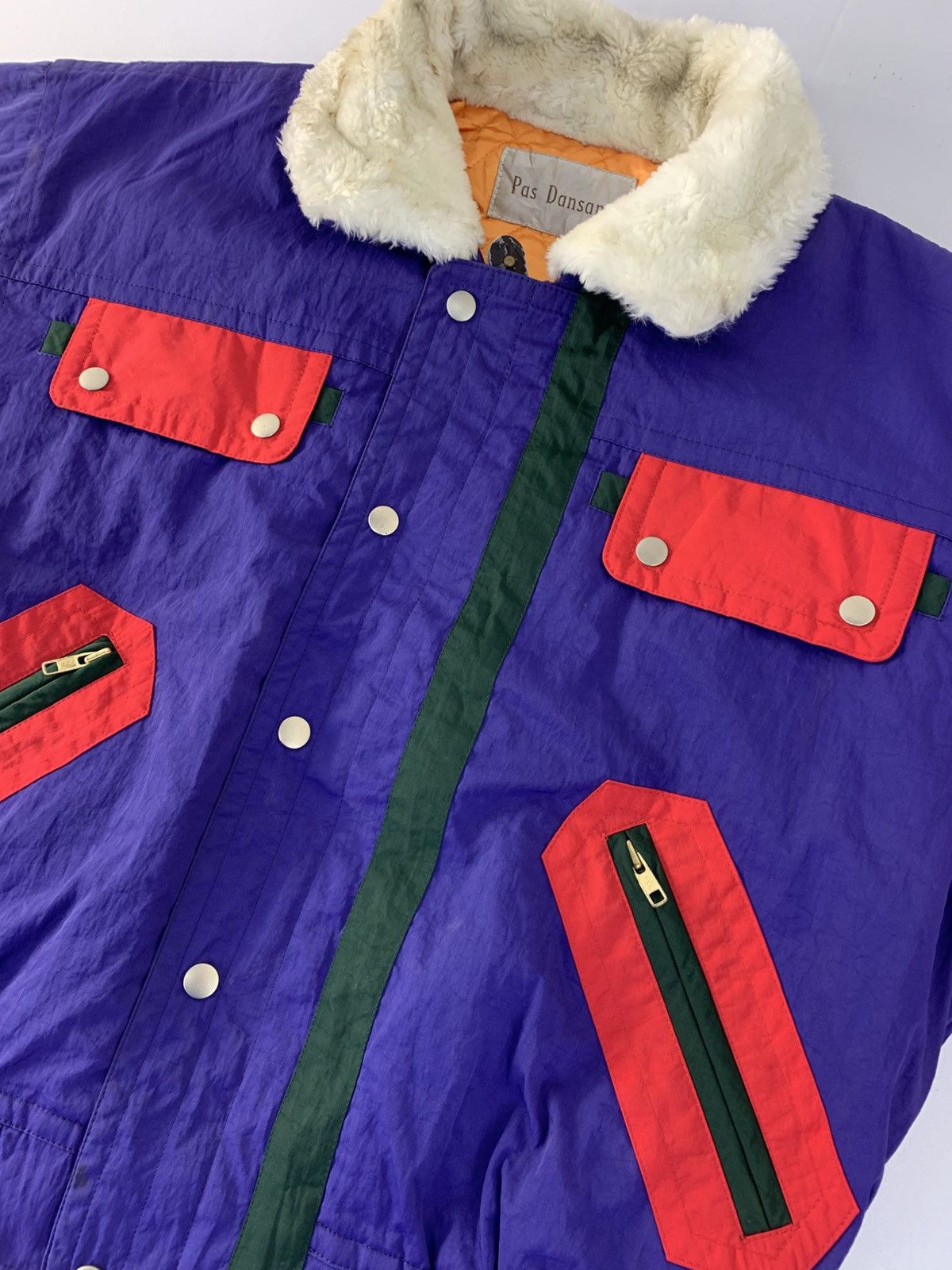 Japanese Brand 90s Pas Dansant Shearling Padded Full Zip Multicolour Design Size US L / EU 52-54 / 3 - 3 Thumbnail