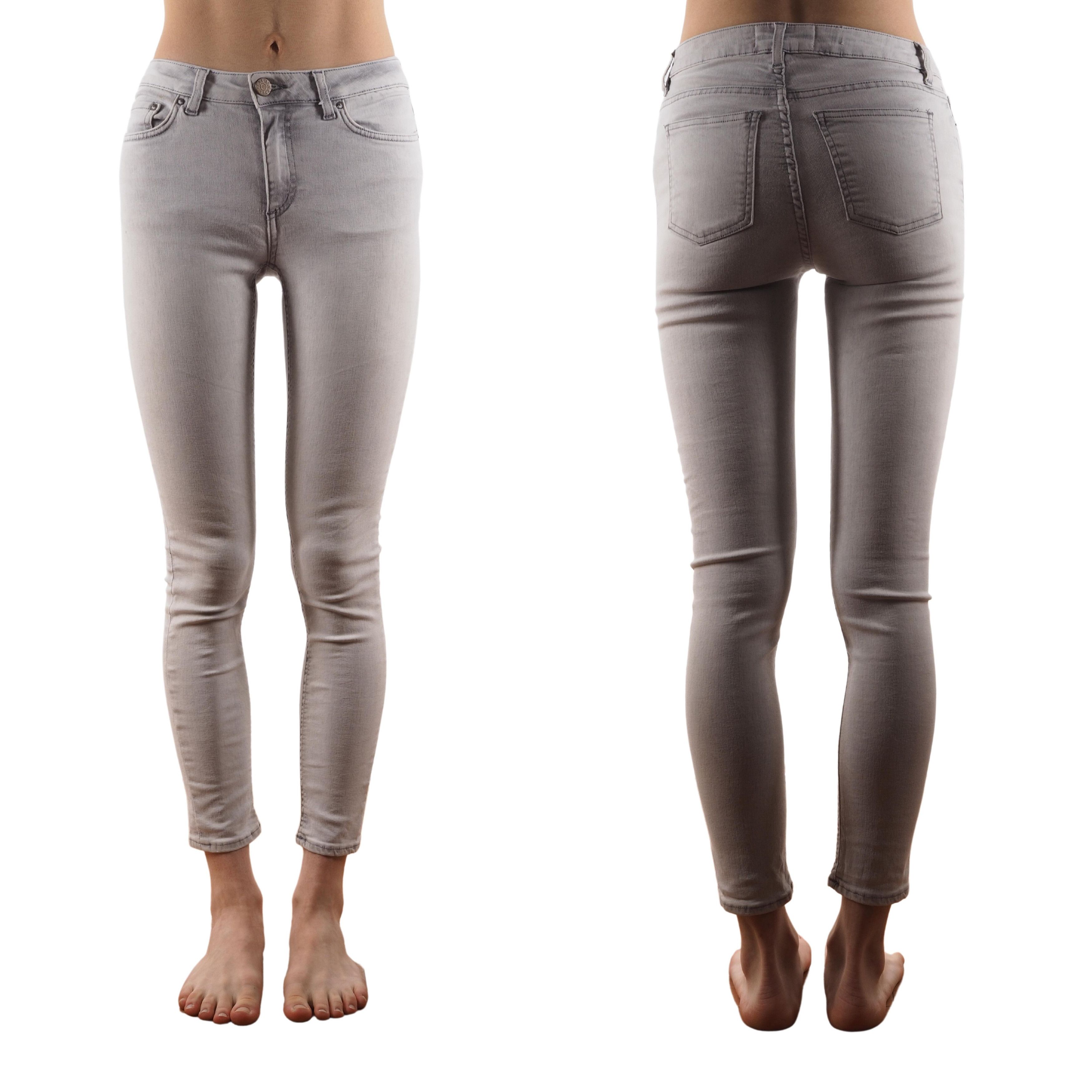 Acne Studios Acne Studios Skin 5 Silver Satin Women's Skinny Jeans Size 28" / US 6 / IT 42 - 2 Thumbnail