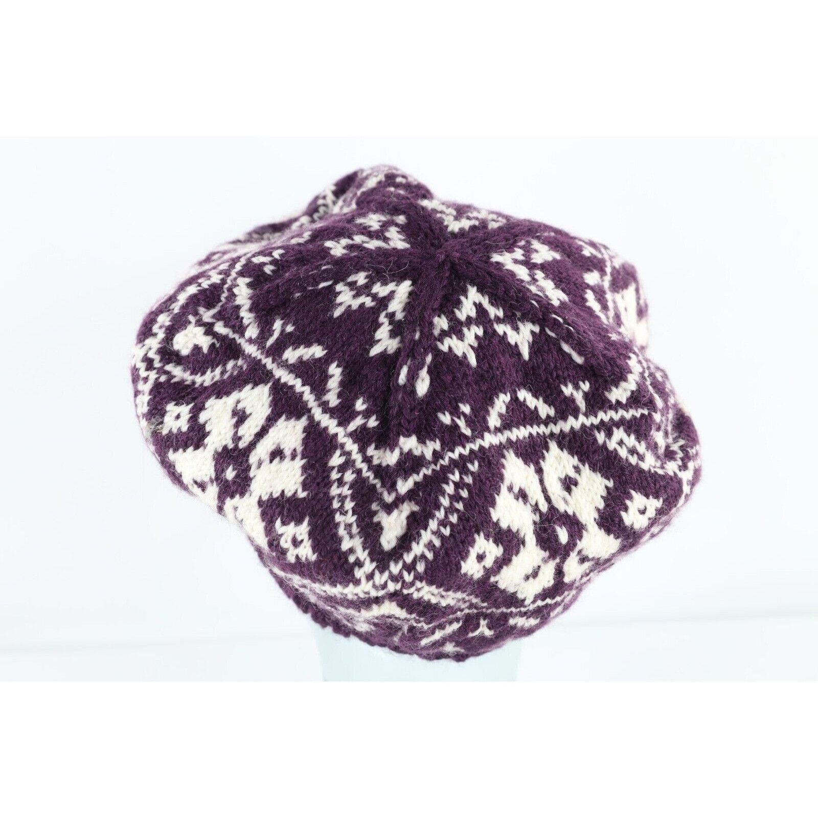 Vintage Vintage 70s Hand Crochet Knit Fair Isle Winter Beanie Hat Size ONE SIZE - 3 Thumbnail