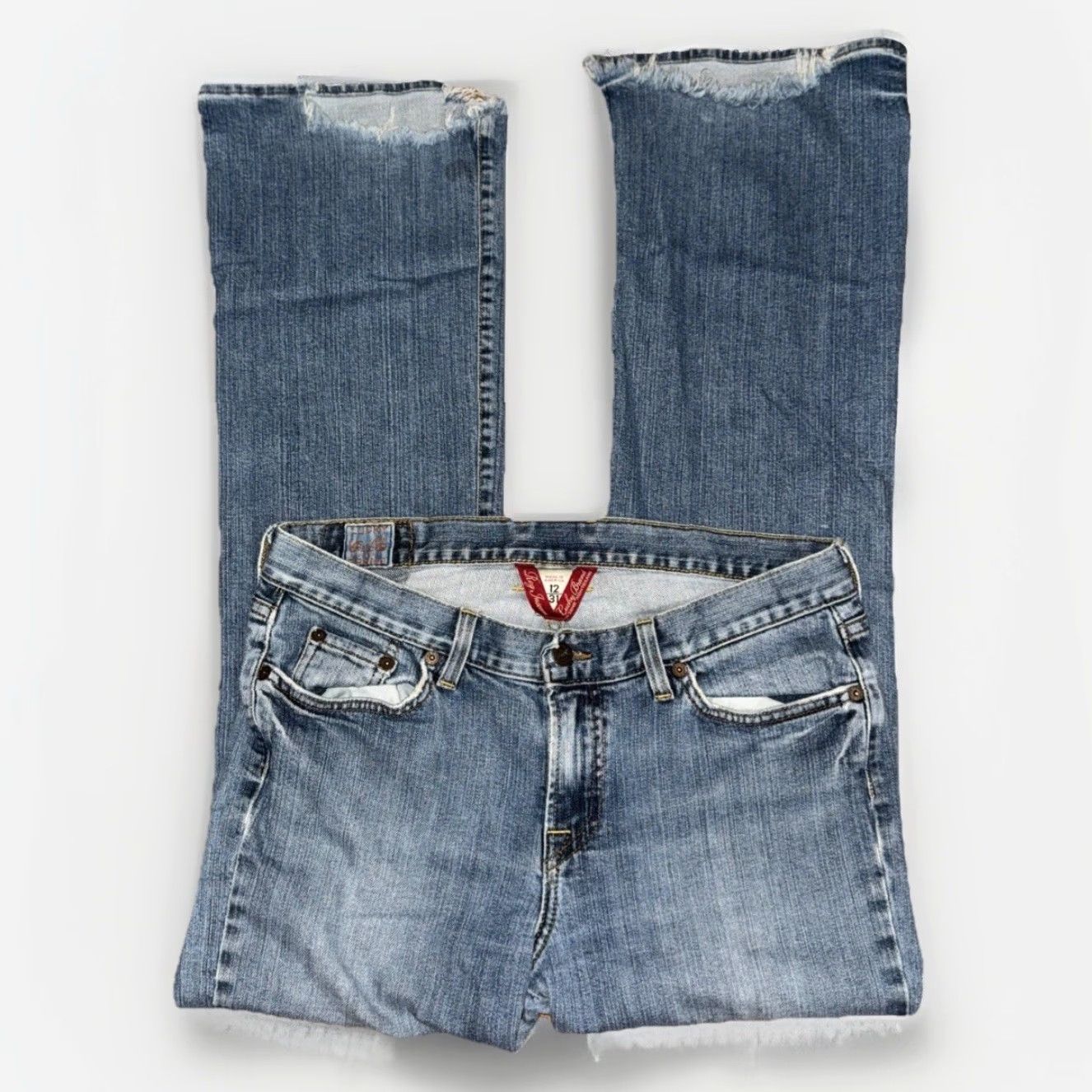 Lucky Brand VINTAGE Lucky Brand by Gene Montesano Distressed Flare Jeans 34x32 Bootcut Men 34x32 Blue Denim Cotton Size US 34 / EU 50 - 5 Thumbnail